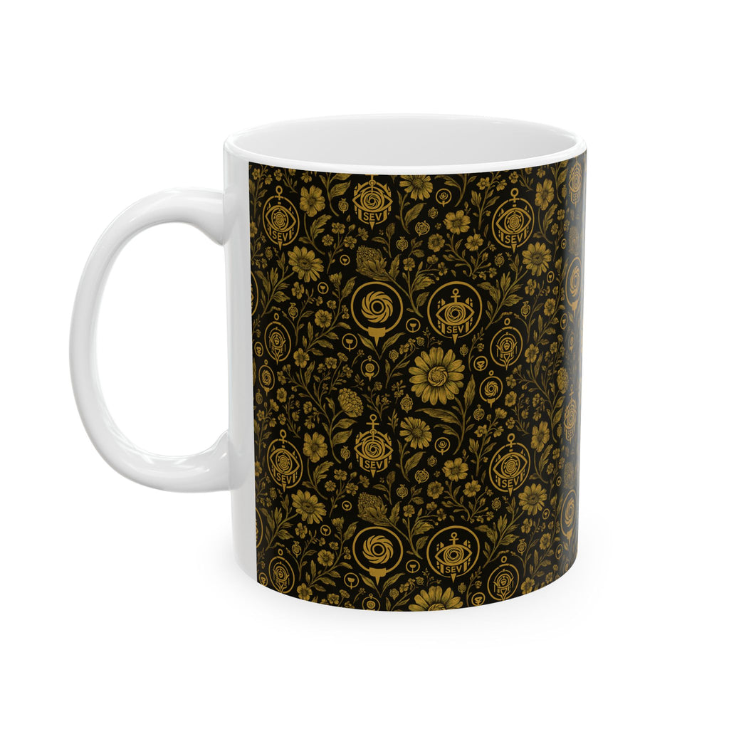 SEV CERAMIC MUG — NOIR GRAPHITE WARM GOLD FLORAL — alternate view 5 of 7