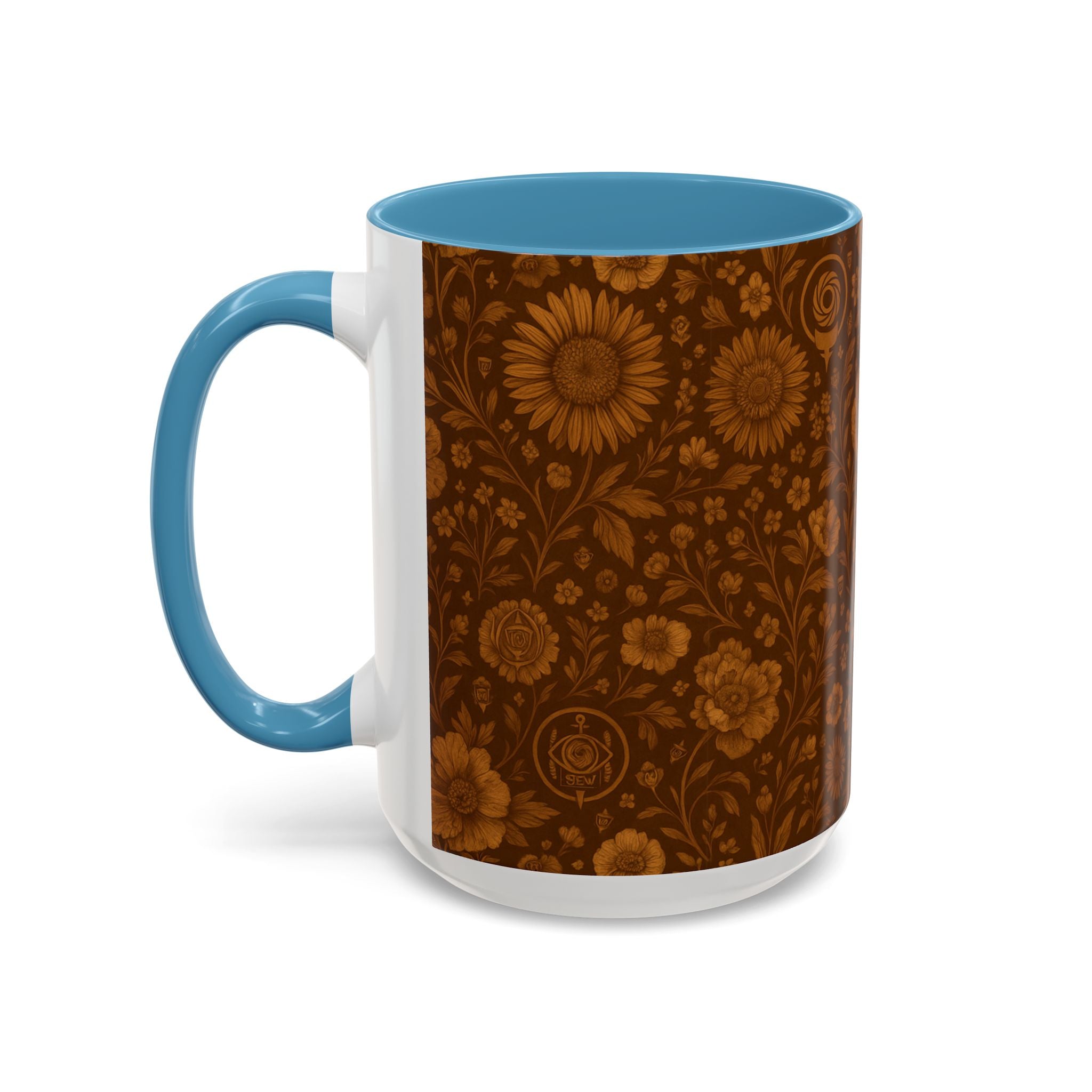 SEV ACCENT COFFEE MUG — BURNT SIENNA OCHRE FLORAL — alternate view 45 of 68