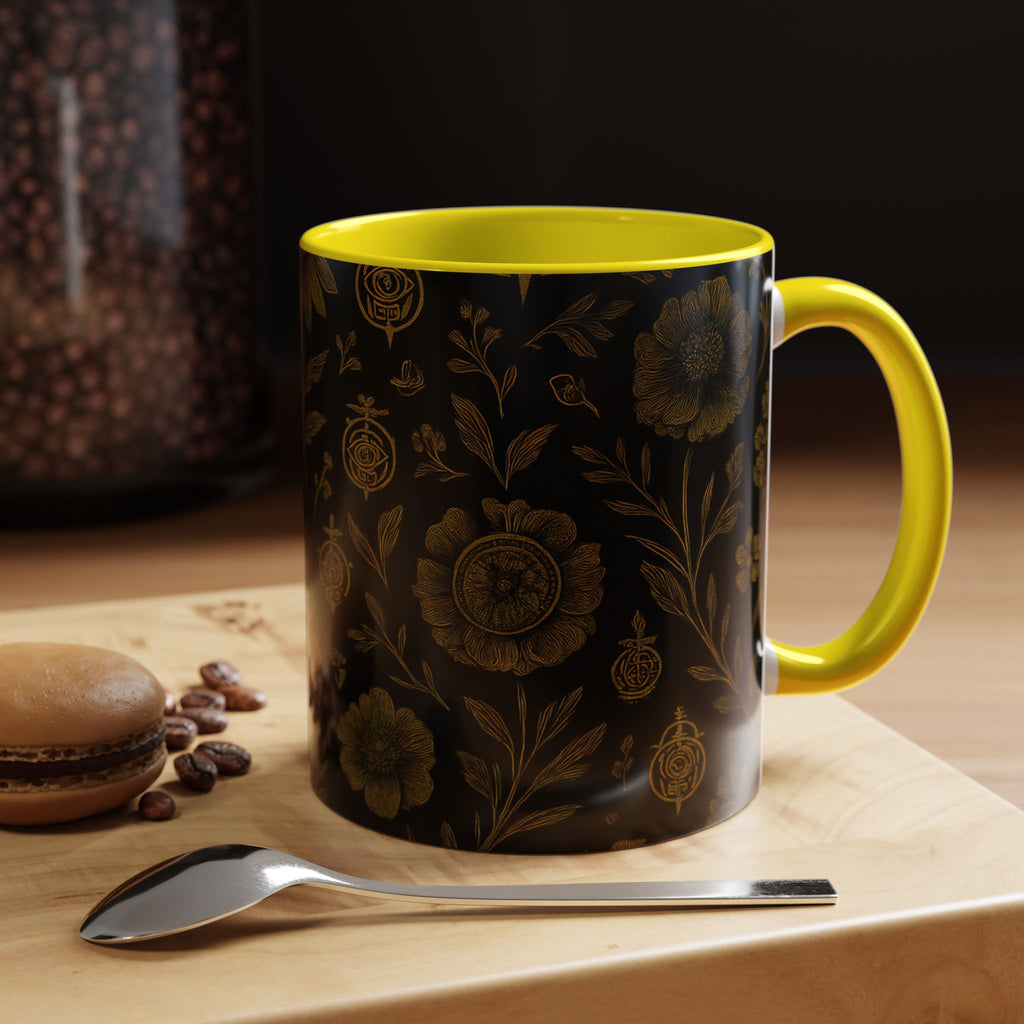 SEV ACCENT COFFEE MUG — NOIR GRAPHITE DEEP ANTIQUE GOLD FLORAL — alternate view 53 of 68
