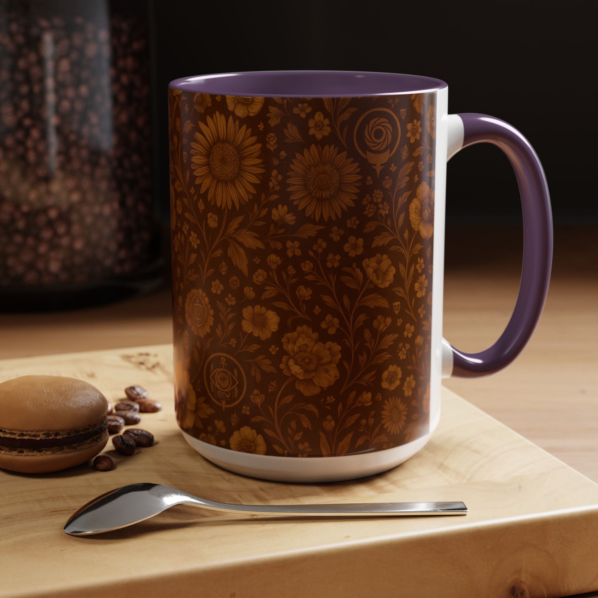 SEV ACCENT COFFEE MUG — BURNT SIENNA OCHRE FLORAL — alternate view 68 of 68