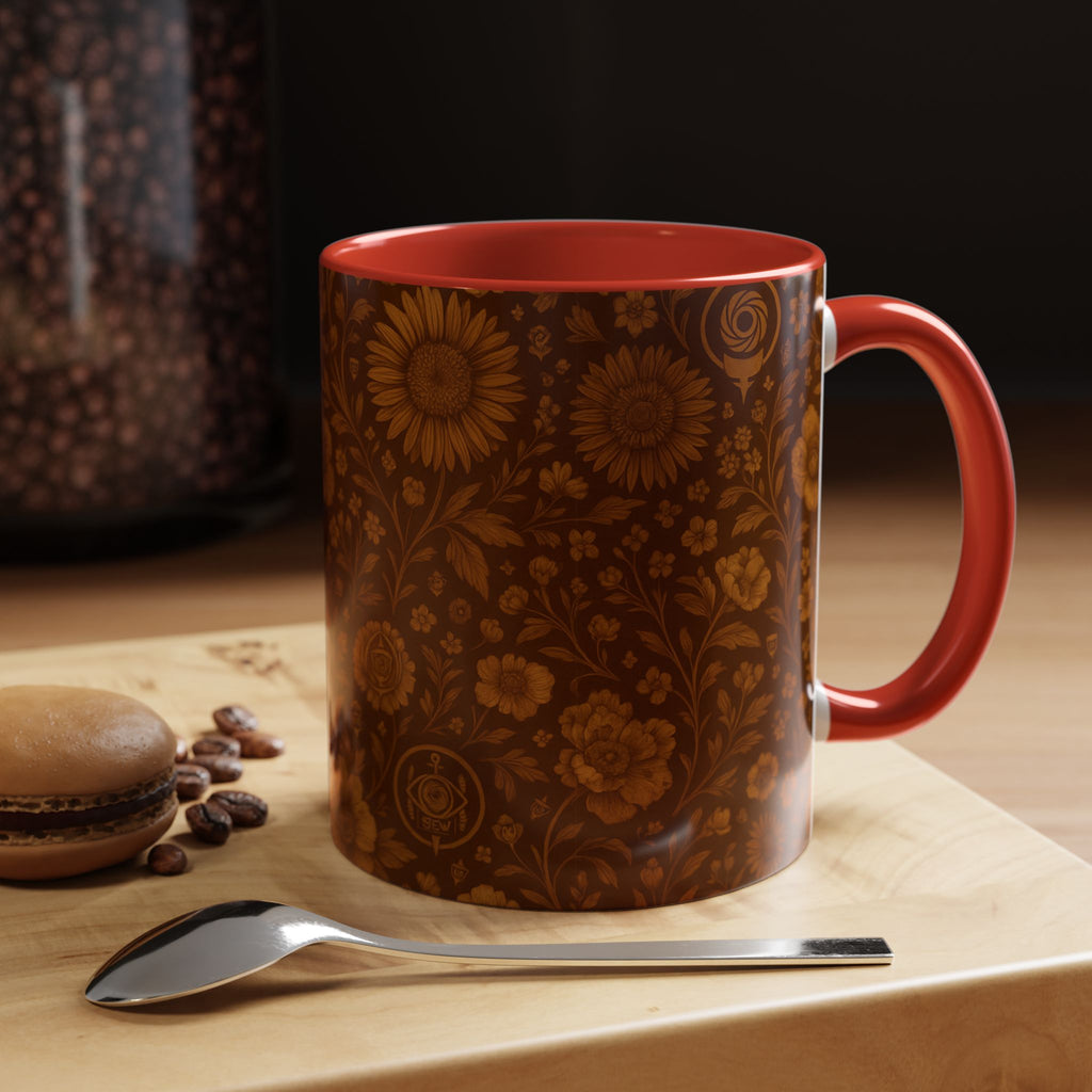 SEV ACCENT COFFEE MUG — BURNT SIENNA OCHRE FLORAL — alternate view 29 of 68