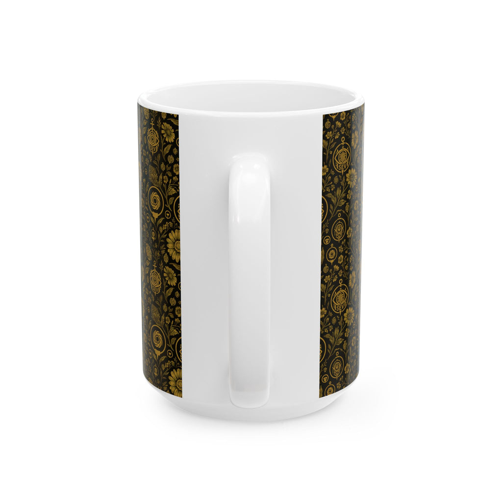 SEV CERAMIC MUG — NOIR GRAPHITE WARM GOLD FLORAL — alternate view 6 of 7