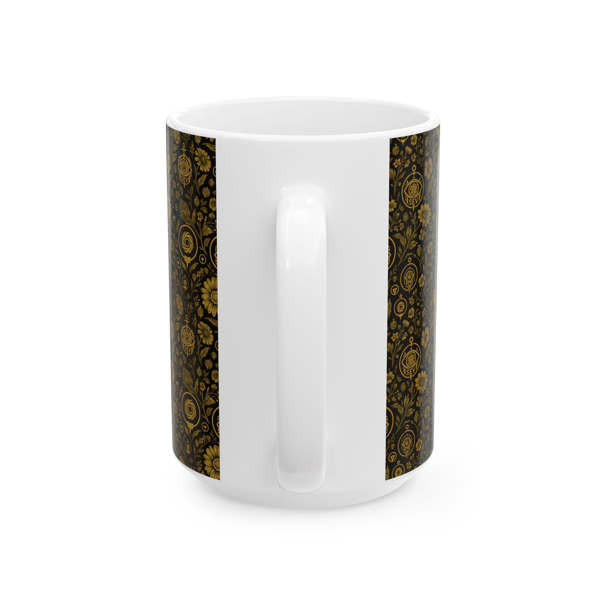 SEV CERAMIC MUG — NOIR GRAPHITE WARM GOLD FLORAL — alternate view 6 of 7