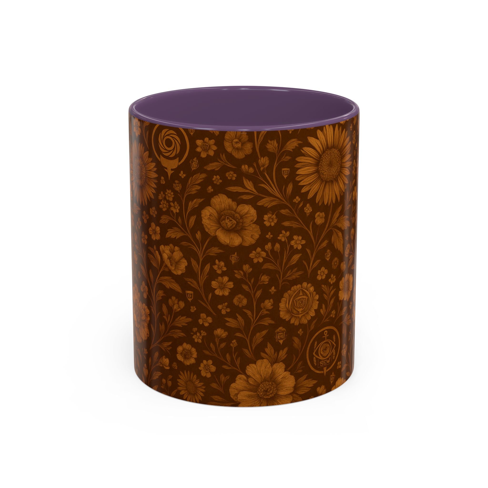 SEV ACCENT COFFEE MUG — BURNT SIENNA OCHRE FLORAL — alternate view 17 of 68
