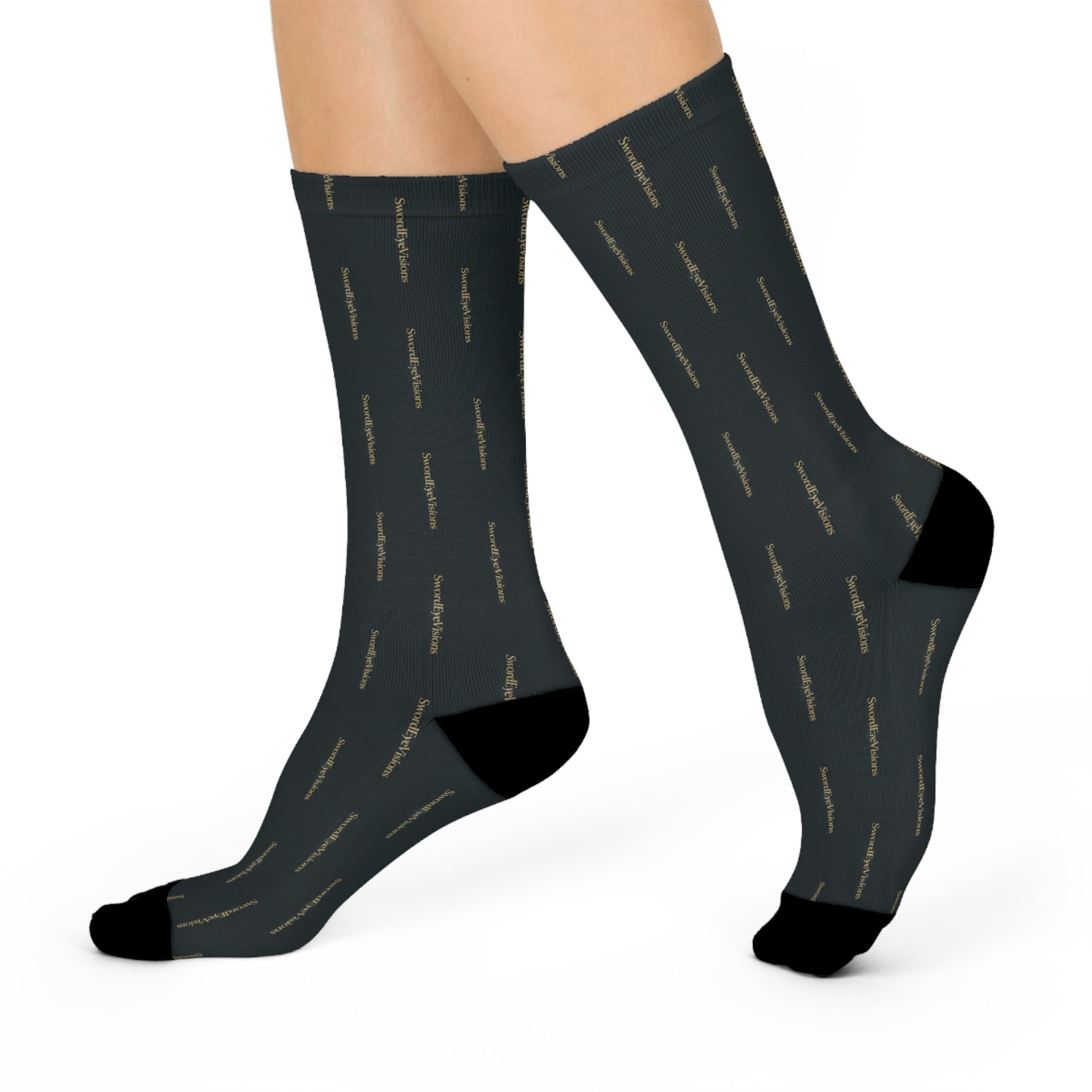 Noir Graphite Gold Socks — SEV Negative Space Wordmark — alternate view 2 of 4