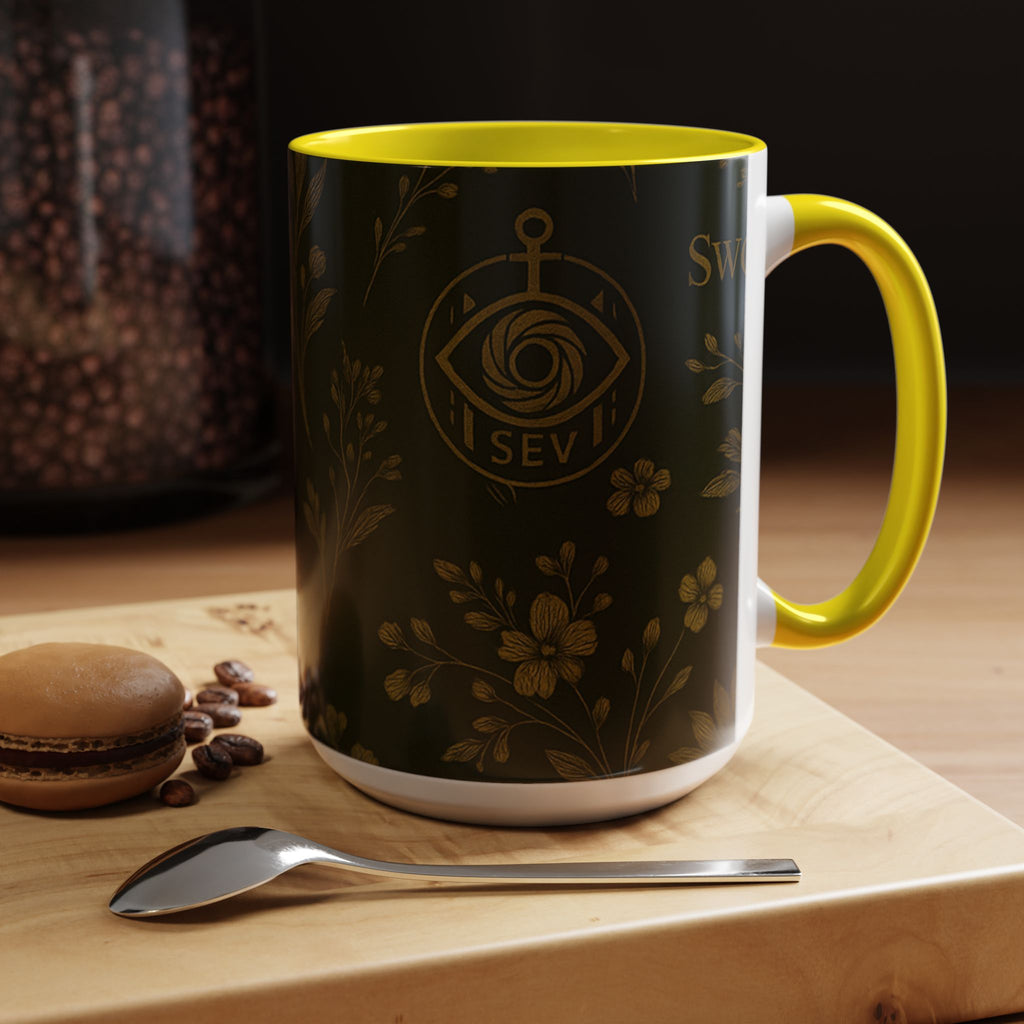 SEV ACCENT COFFEE MUG — DEEP OLIVE GOLD BOTANICAL — alternate view 59 of 68