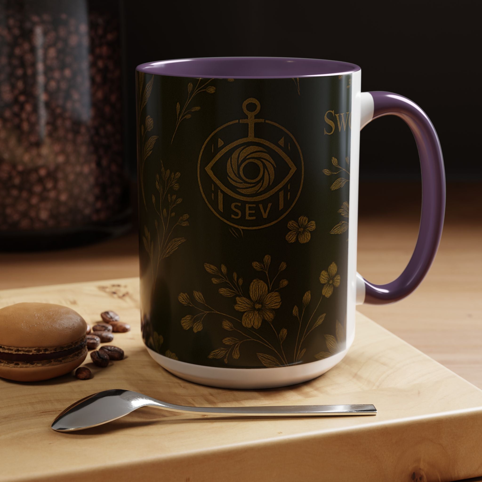 SEV ACCENT COFFEE MUG — DEEP OLIVE GOLD BOTANICAL — alternate view 68 of 68