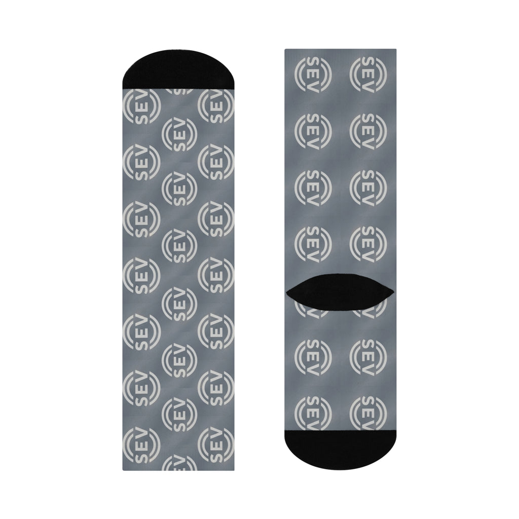 Winter Steel Grey Socks — SEV Grey Monogram (Dense) — alternate view 4 of 4