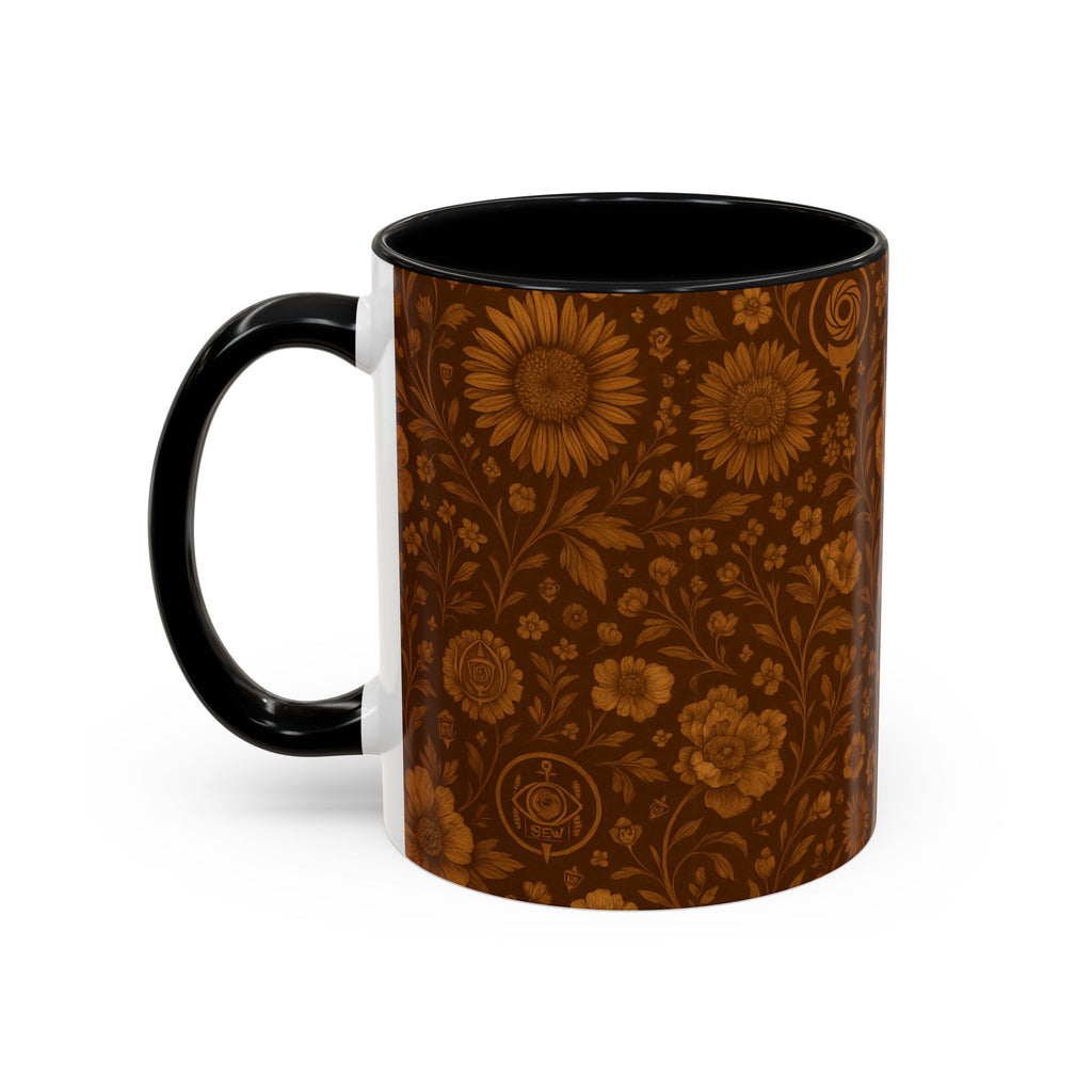 SEV ACCENT COFFEE MUG — BURNT SIENNA OCHRE FLORAL — alternate view 20 of 68