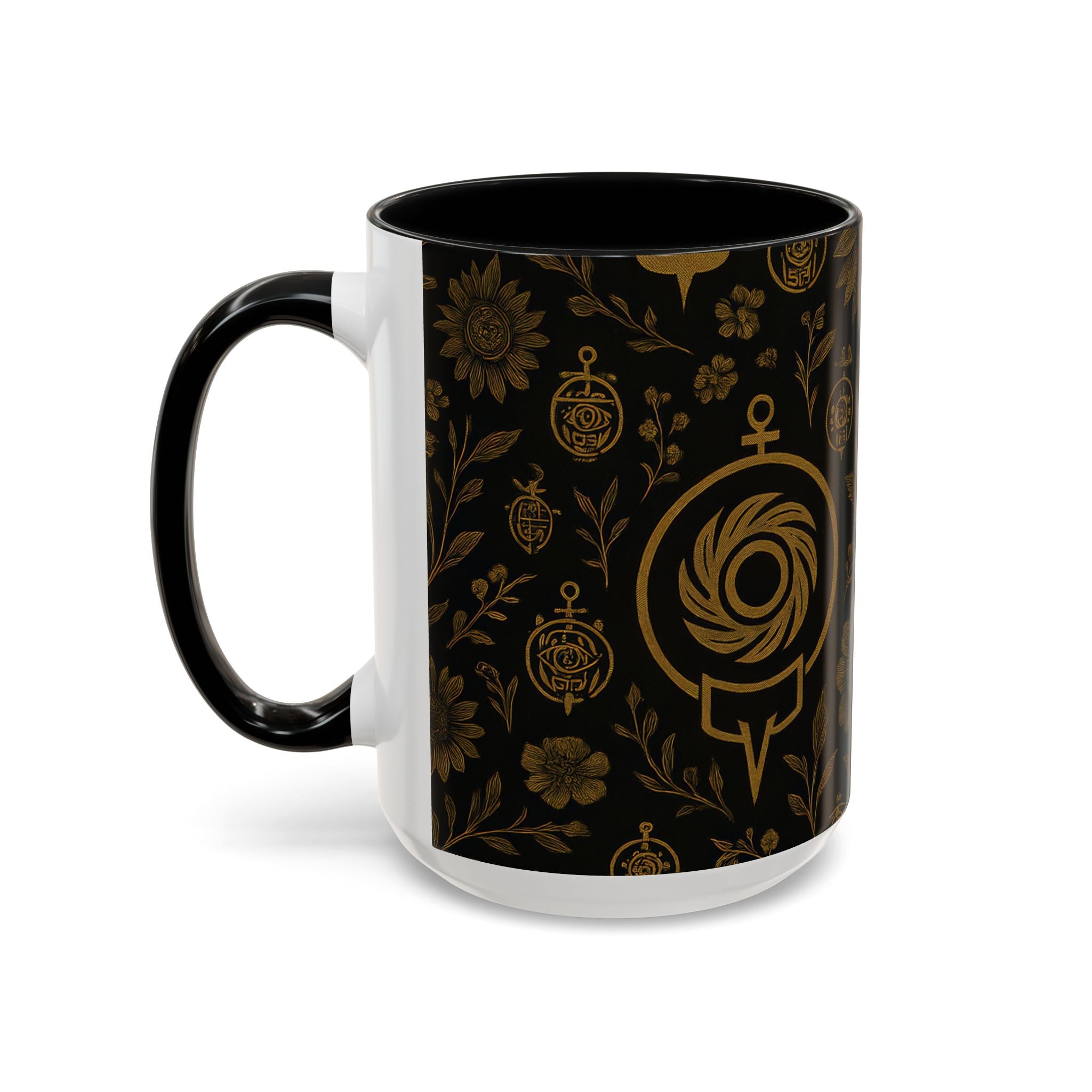 SEV ACCENT COFFEE MUG — NOIR GRAPHITE DEEP ANTIQUE GOLD FLORAL — alternate view 30 of 68
