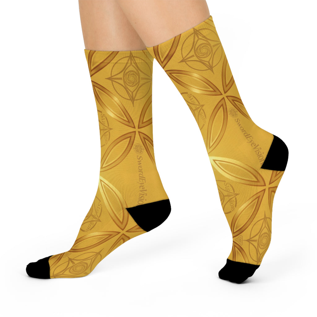 Radiant Saffron Gold Socks — SEV Dual Scale Monogram — alternate view 2 of 4