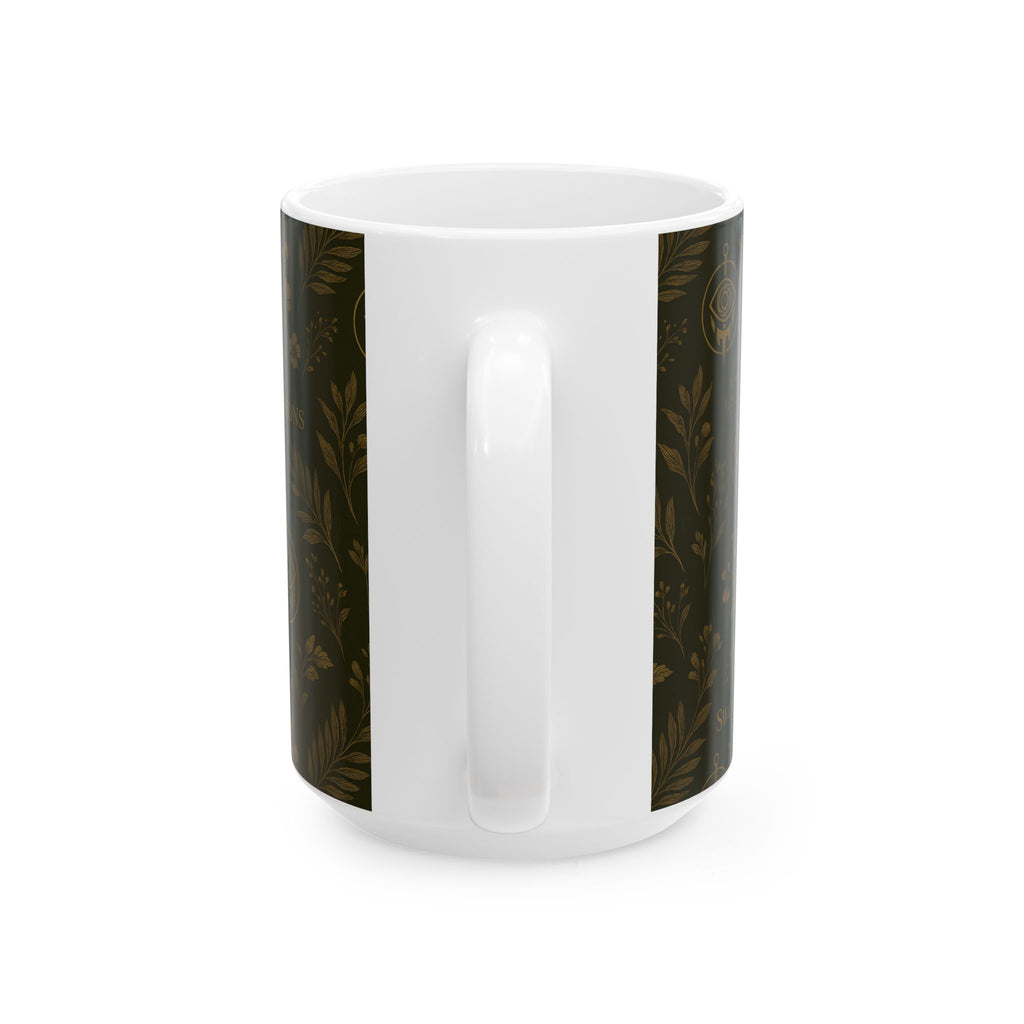 SEV CERAMIC MUG — DEEP OLIVE GOLD BOTANICAL — alternate view 6 of 7