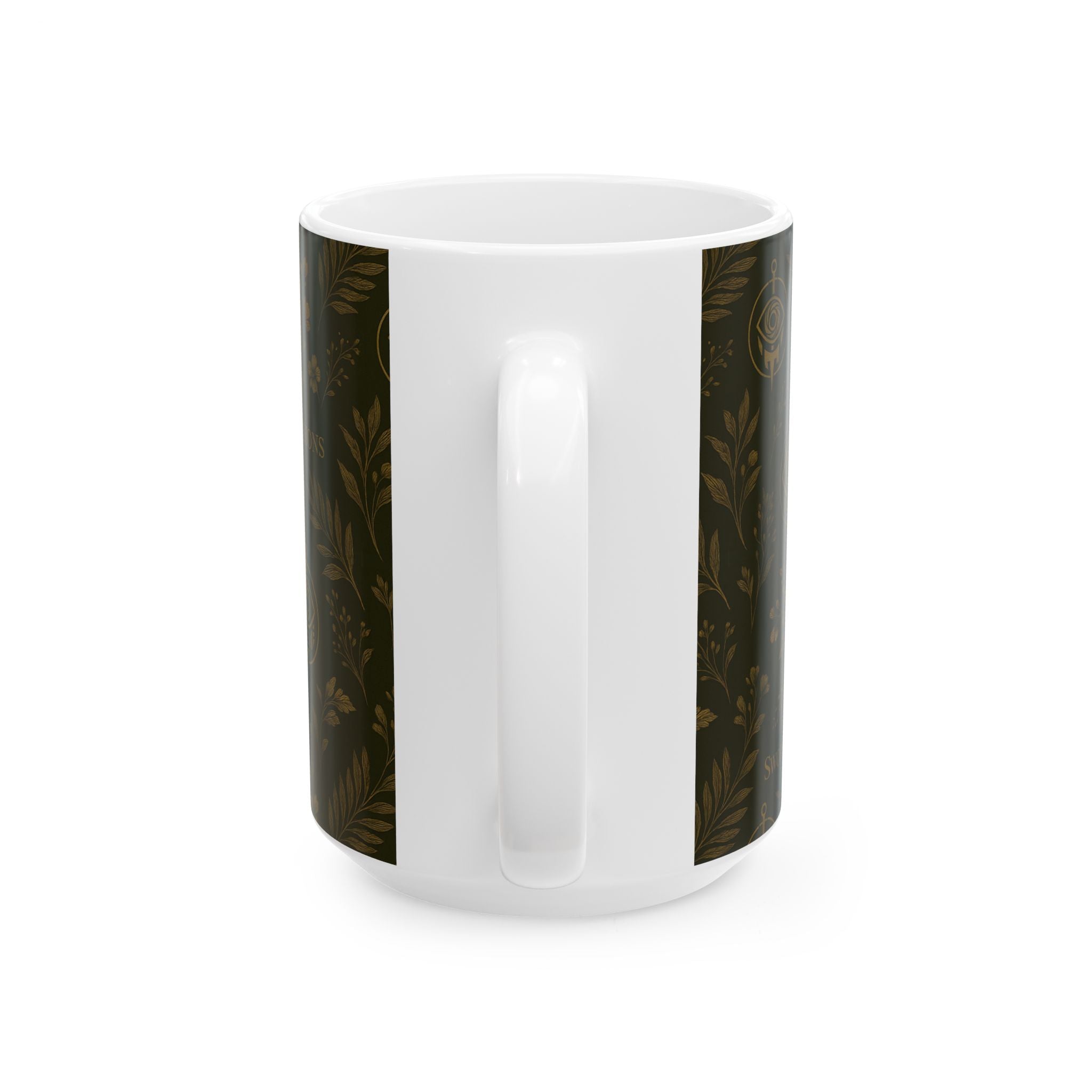 SEV CERAMIC MUG — DEEP OLIVE GOLD BOTANICAL — alternate view 6 of 7