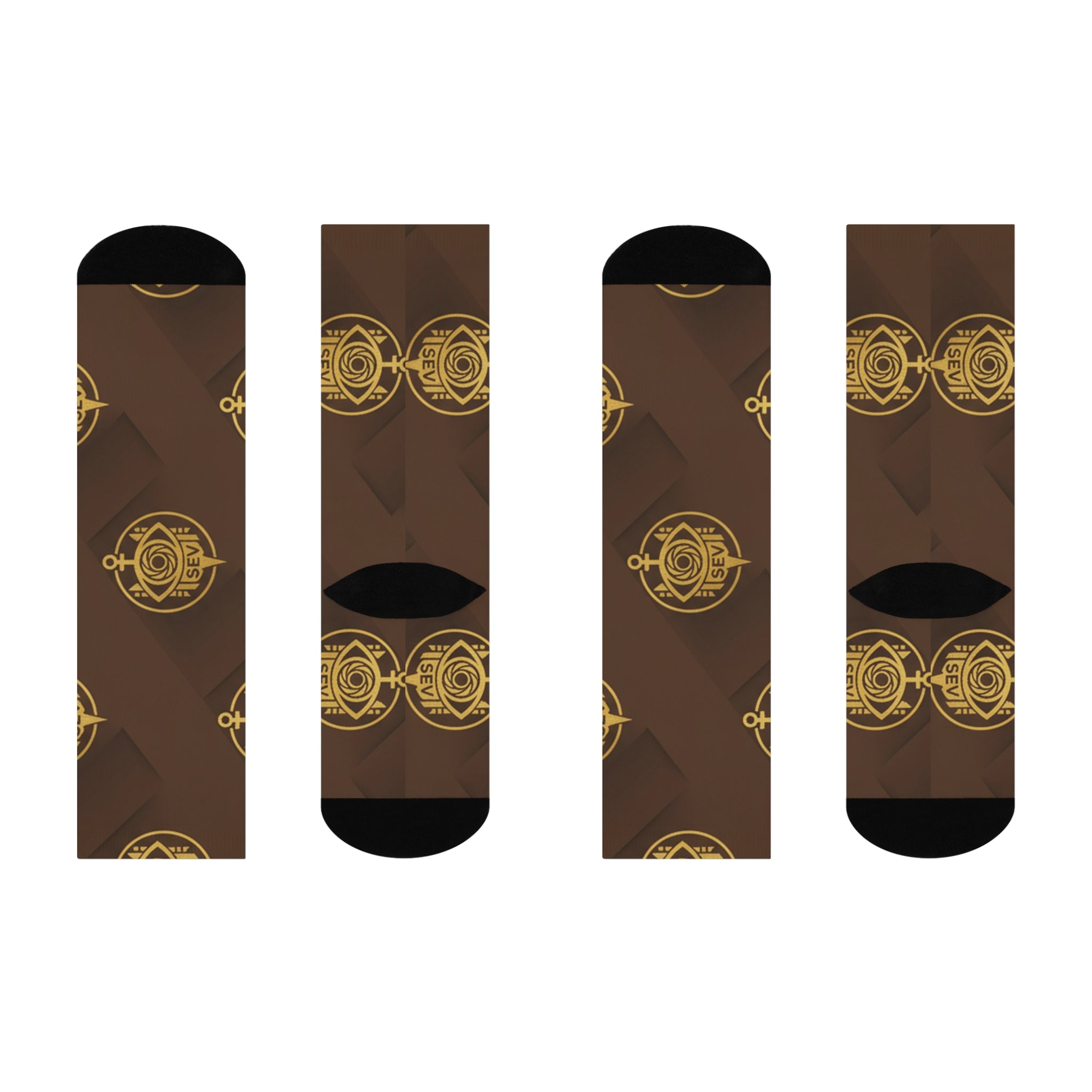 Heritage Brown Socks — SEV Chevron Monogram — alternate view 3 of 4