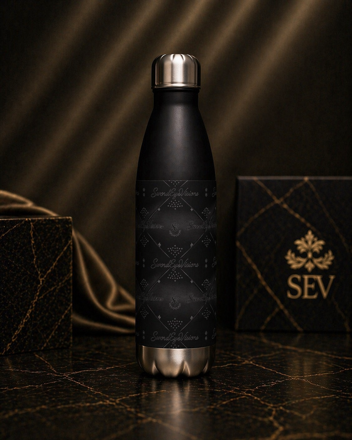 SEV STAINLESS STEEL WATER BOTTLE — NOIR MIDNIGHT — alternate view 2 of 9
