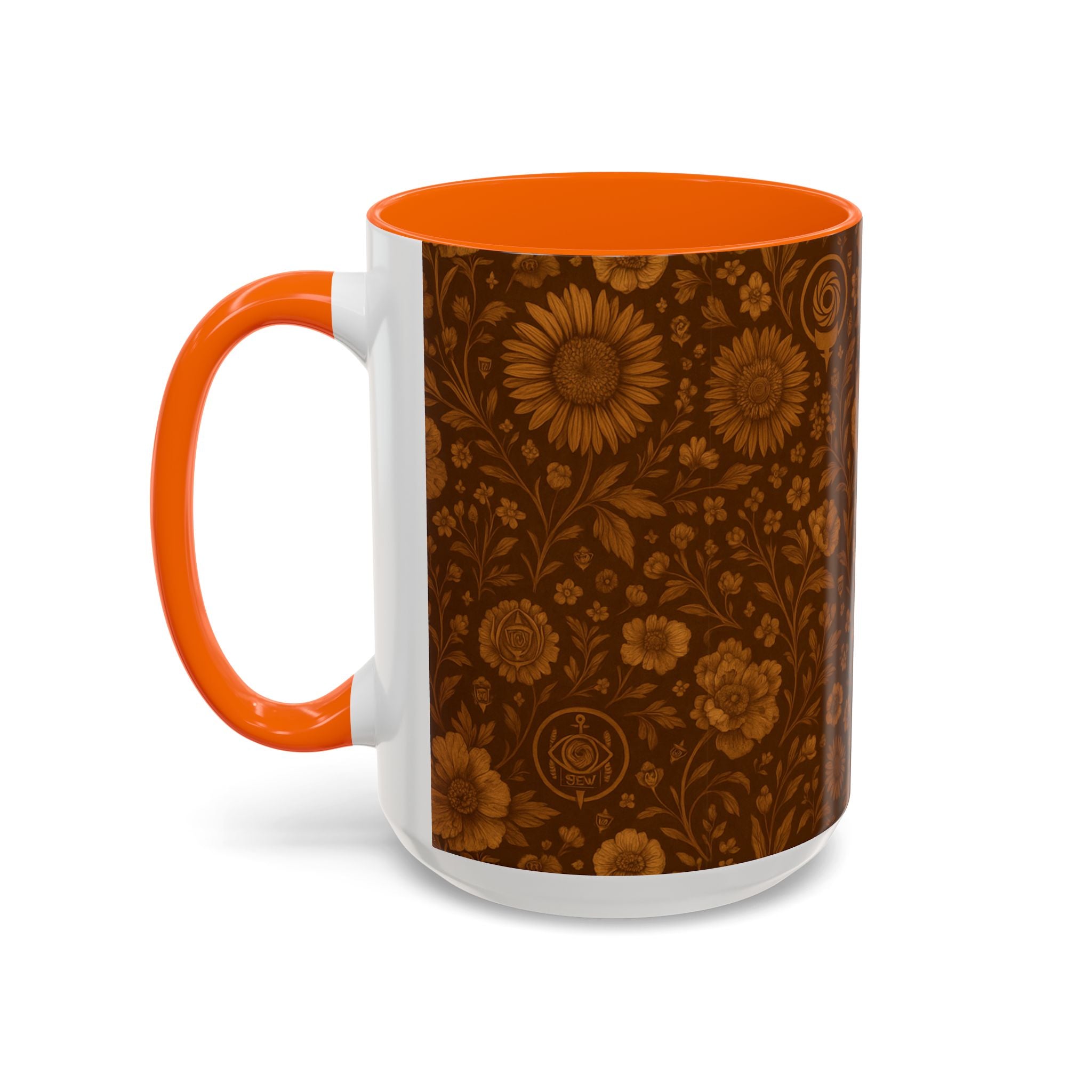 SEV ACCENT COFFEE MUG — BURNT SIENNA OCHRE FLORAL — alternate view 54 of 68