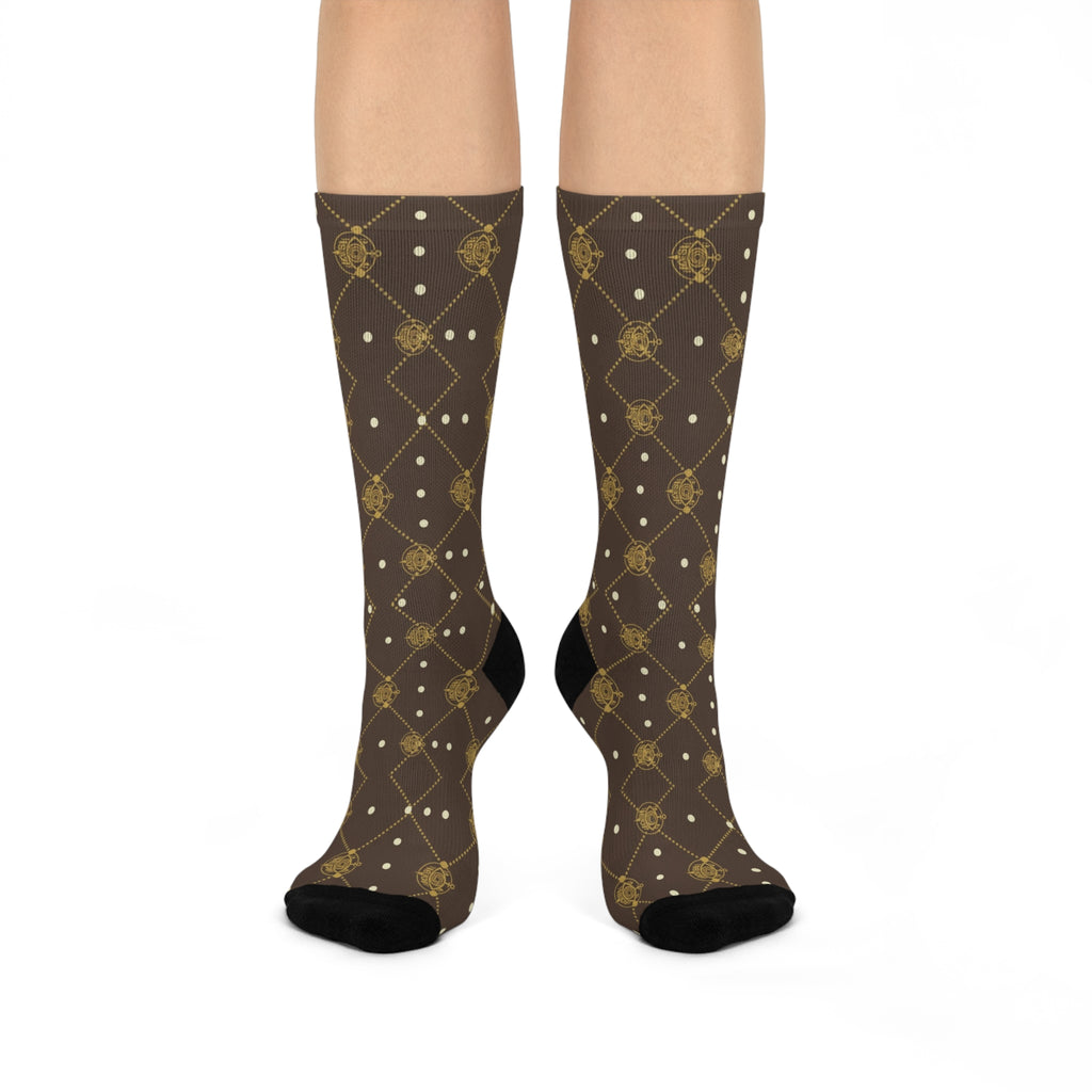 Deep Cocoa Socks — SEV Diamond Monogram — alternate view 1 of 4