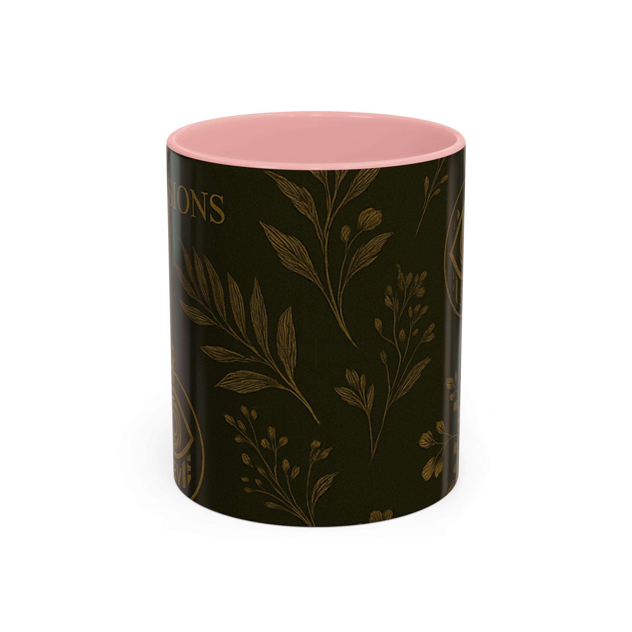 SEV ACCENT COFFEE MUG — DEEP OLIVE GOLD BOTANICAL — alternate view 3 of 68