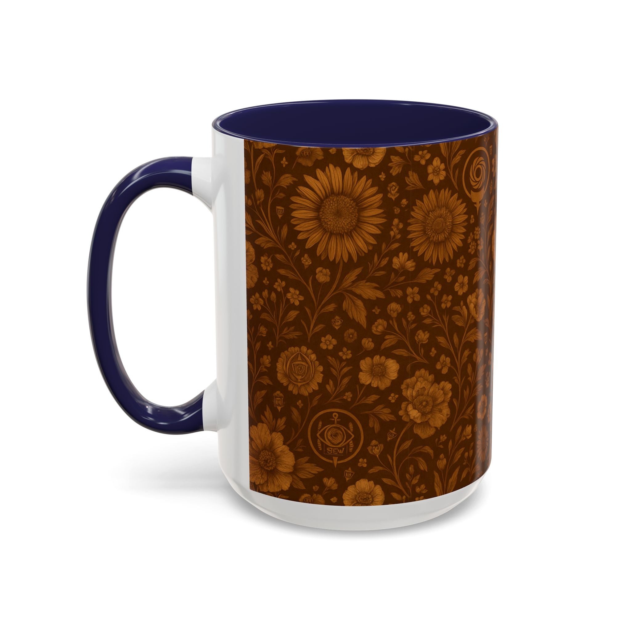 SEV ACCENT COFFEE MUG — BURNT SIENNA OCHRE FLORAL — alternate view 33 of 68