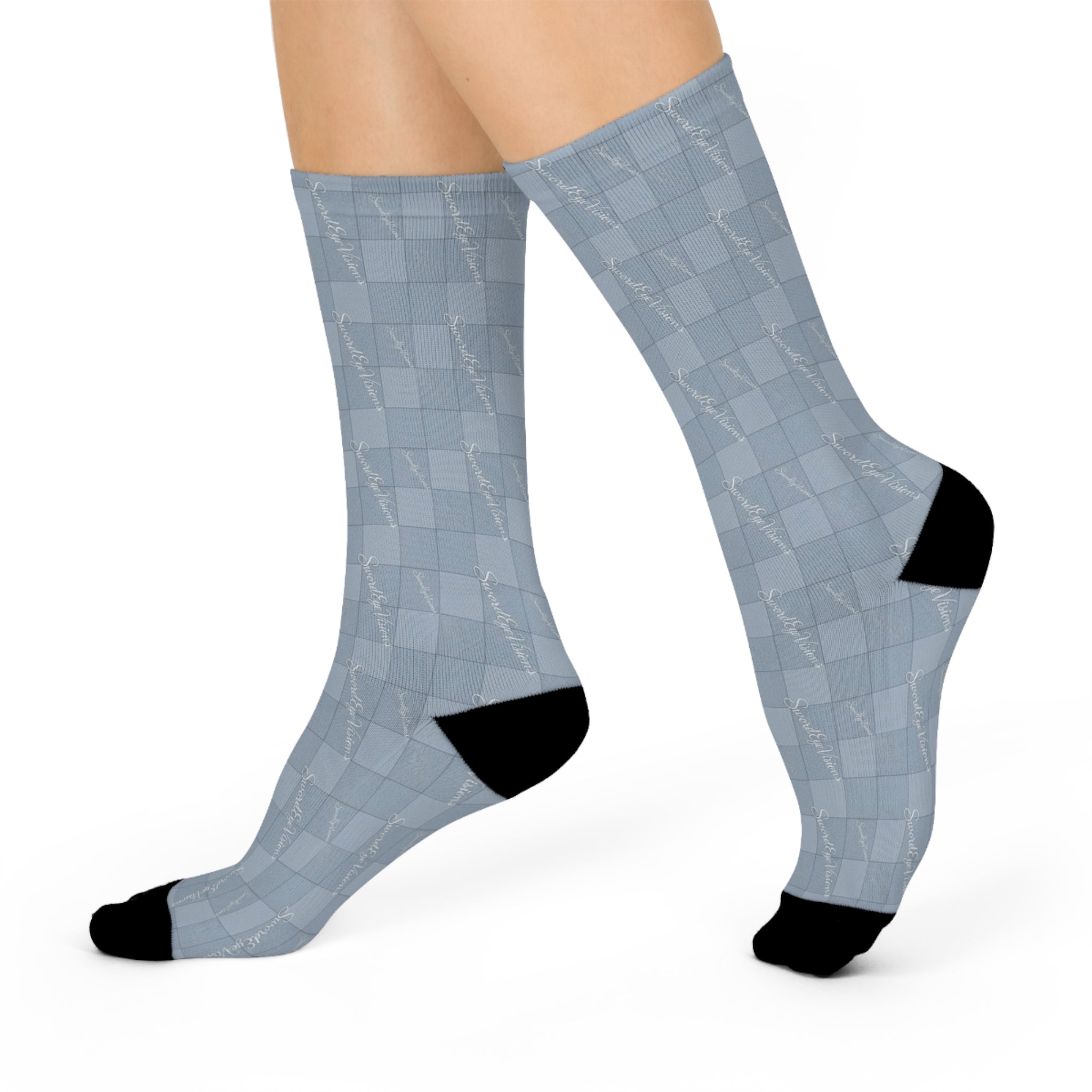 Refined Denim Blue Socks — SEV Linear Weave Monogram — alternate view 2 of 4