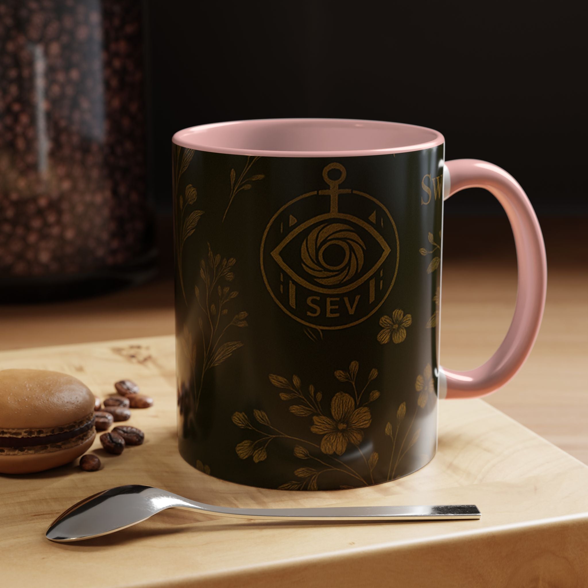SEV ACCENT COFFEE MUG — DEEP OLIVE GOLD BOTANICAL — alternate view 26 of 68