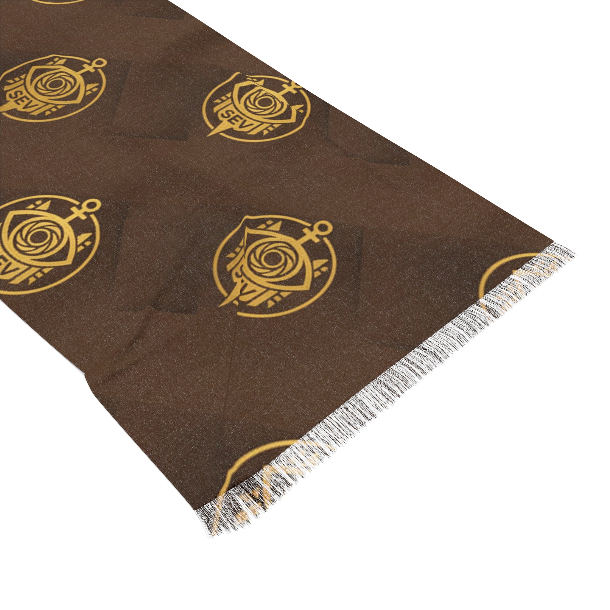 Heritage Brown Scarf — SEV Chevron Monogram — alternate view 3 of 5