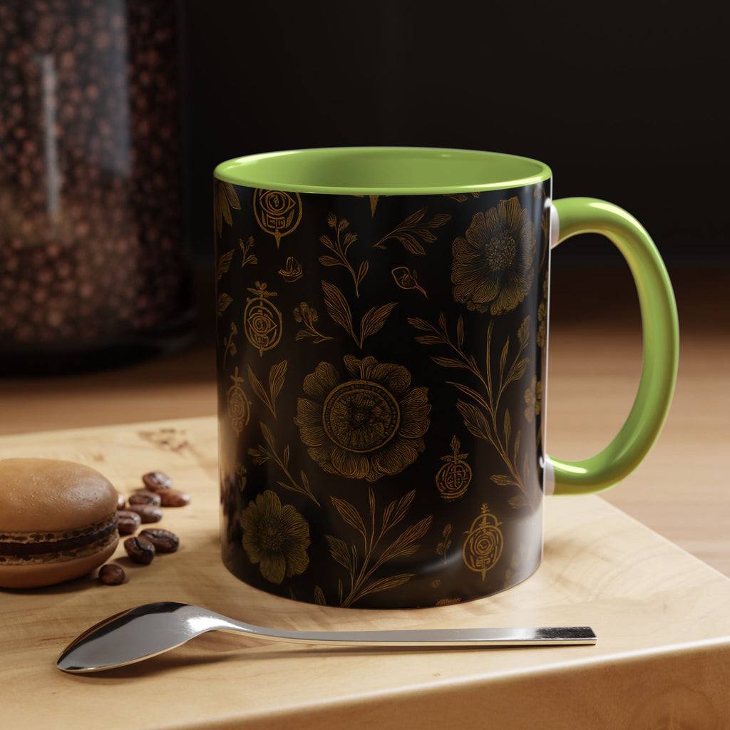 SEV ACCENT COFFEE MUG — NOIR GRAPHITE DEEP ANTIQUE GOLD FLORAL — alternate view 62 of 68