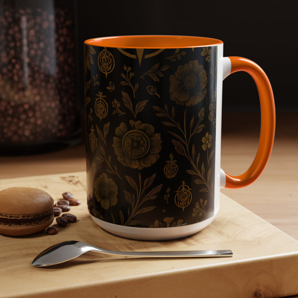 SEV ACCENT COFFEE MUG — NOIR GRAPHITE DEEP ANTIQUE GOLD FLORAL — alternate view 56 of 68