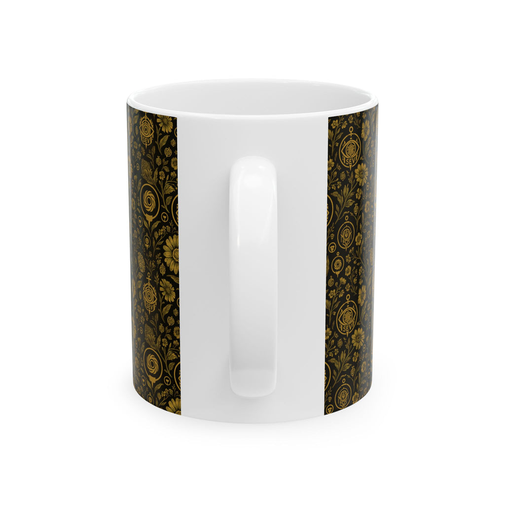 SEV CERAMIC MUG — NOIR GRAPHITE WARM GOLD FLORAL — alternate view 4 of 7