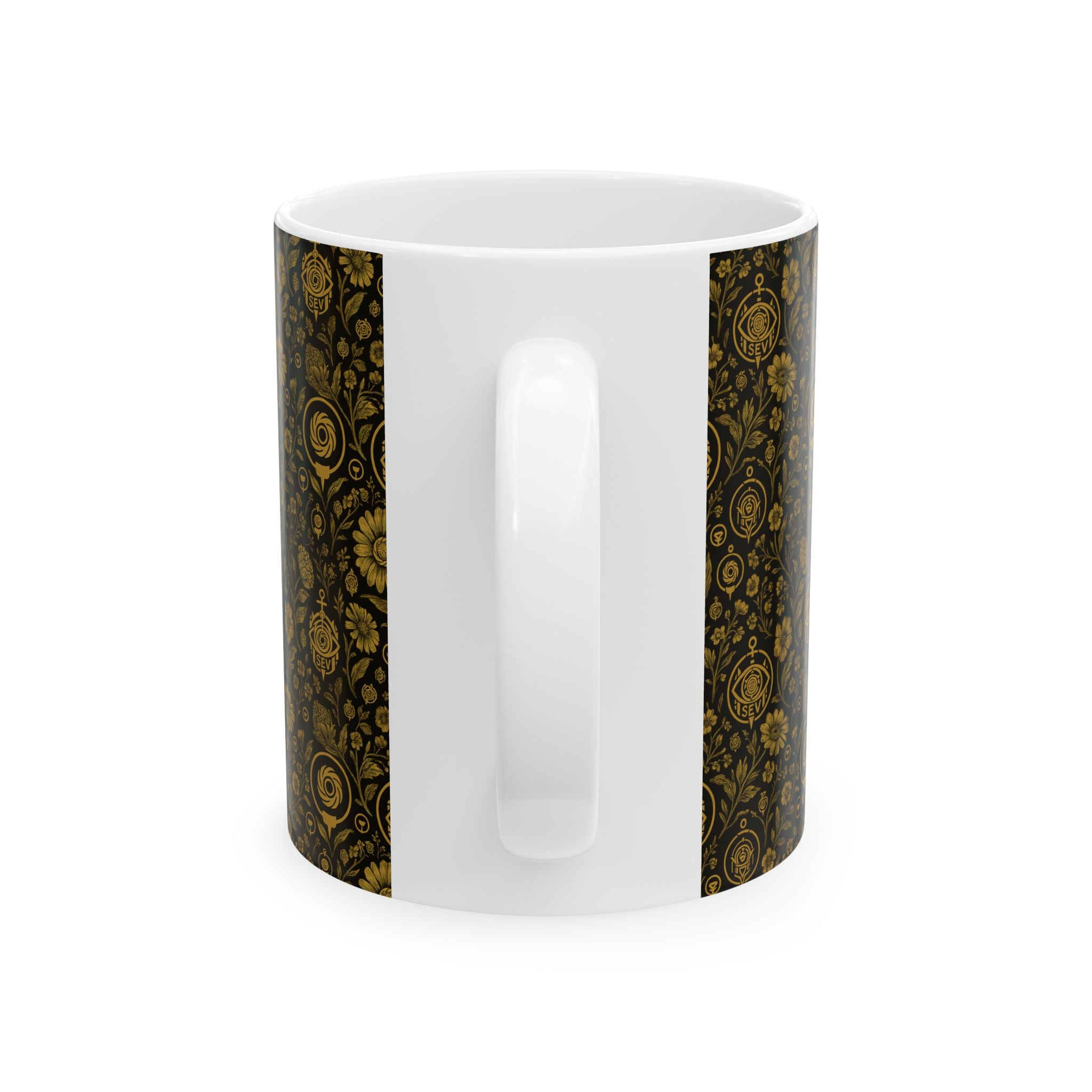 SEV CERAMIC MUG — NOIR GRAPHITE WARM GOLD FLORAL — alternate view 4 of 7