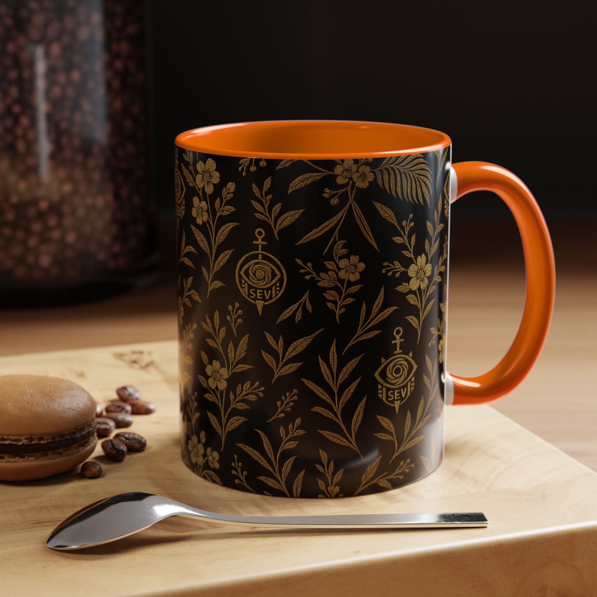 SEV ACCENT COFFEE MUG — TRUE NOIR RICH GOLD BOTANICAL — alternate view 50 of 68
