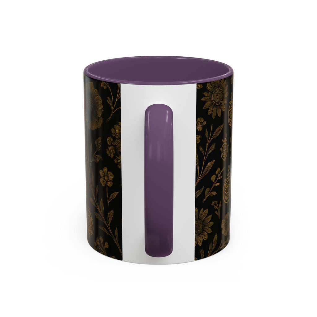 SEV ACCENT COFFEE MUG — NOIR GRAPHITE DEEP ANTIQUE GOLD FLORAL — alternate view 64 of 68