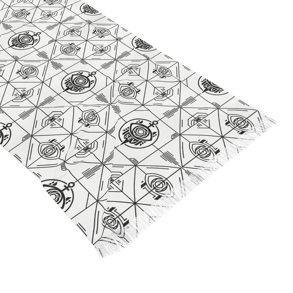 Precision Mono Black Scarf — SEV Minimal Line (Radial Grid) — alternate view 3 of 4