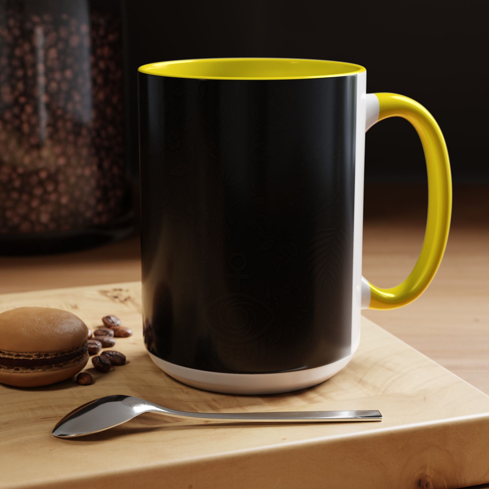 SEV ACCENT COFFEE MUG — NOIR GRAPHITE SUBTLE BOTANICAL — alternate view 59 of 68