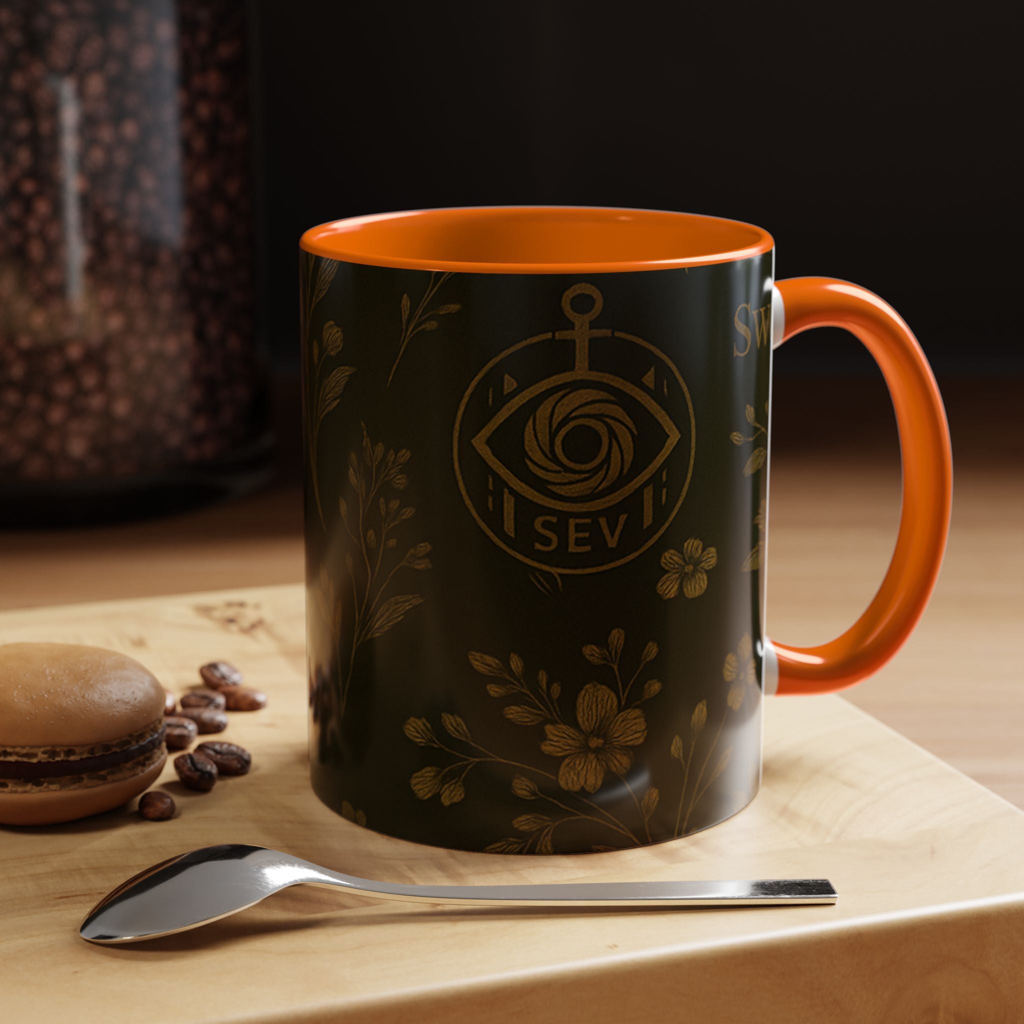 SEV ACCENT COFFEE MUG — DEEP OLIVE GOLD BOTANICAL — alternate view 50 of 68