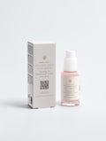 Exosome & Niacinamide Serum — 30 ml glass bottle with pump and cream SEV Apothecary carton, The Face Composition, on a plain studio background.