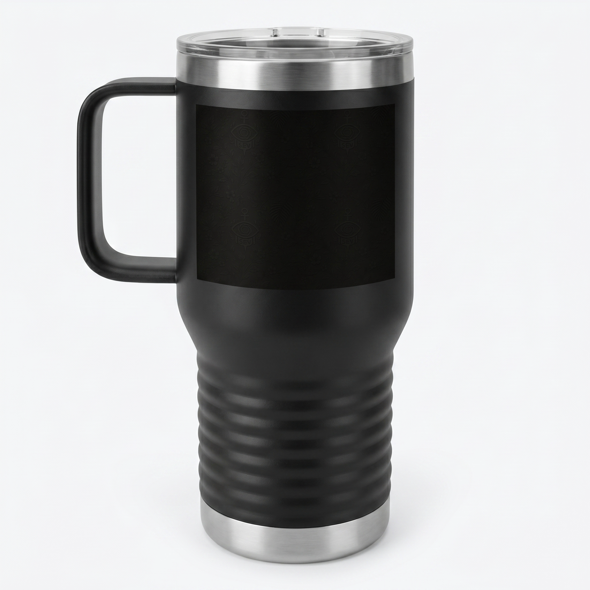 SEV TRAVEL MUG WITH HANDLE — NOIR GRAPHITE SUBTLE BOTANICAL — alternate view 3 of 7