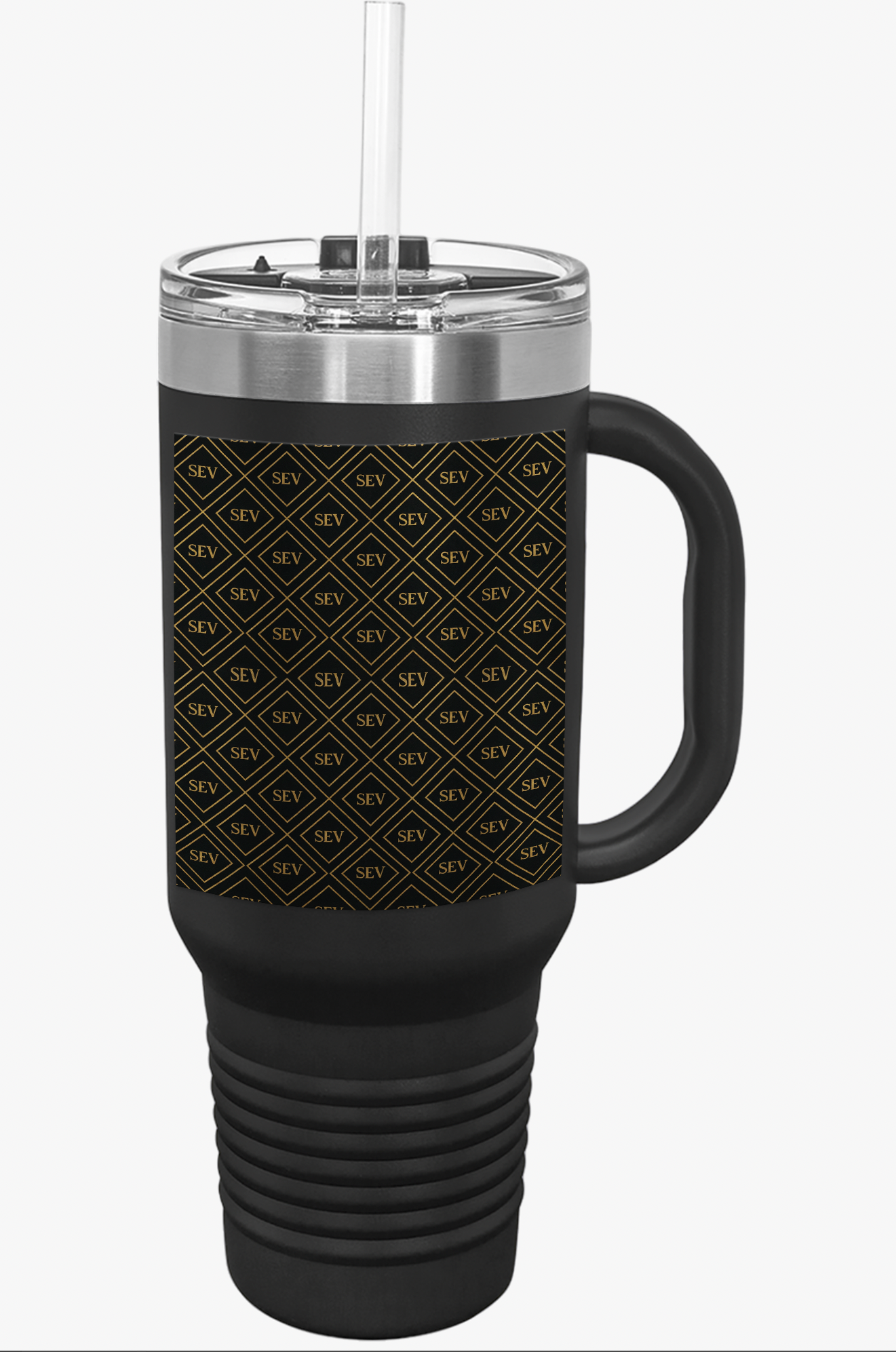 SEV INSULATED TRAVEL MUG WITH HANDLE — NOIR GRAPHITE DIAMOND MONOGRAM — alternate view 1 of 10