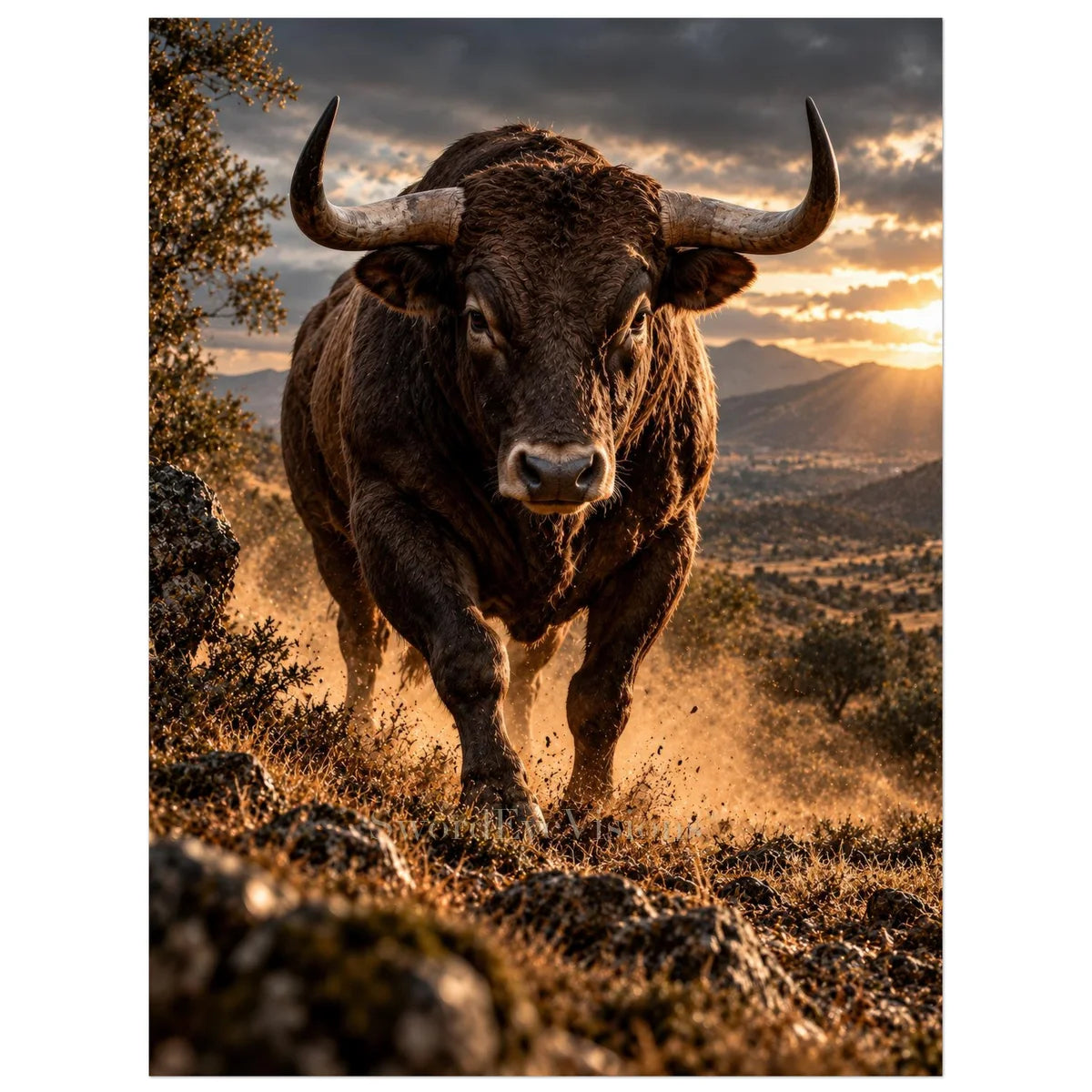 Bull unframed fine art print, 45 × 60 cm — protected artwork preview