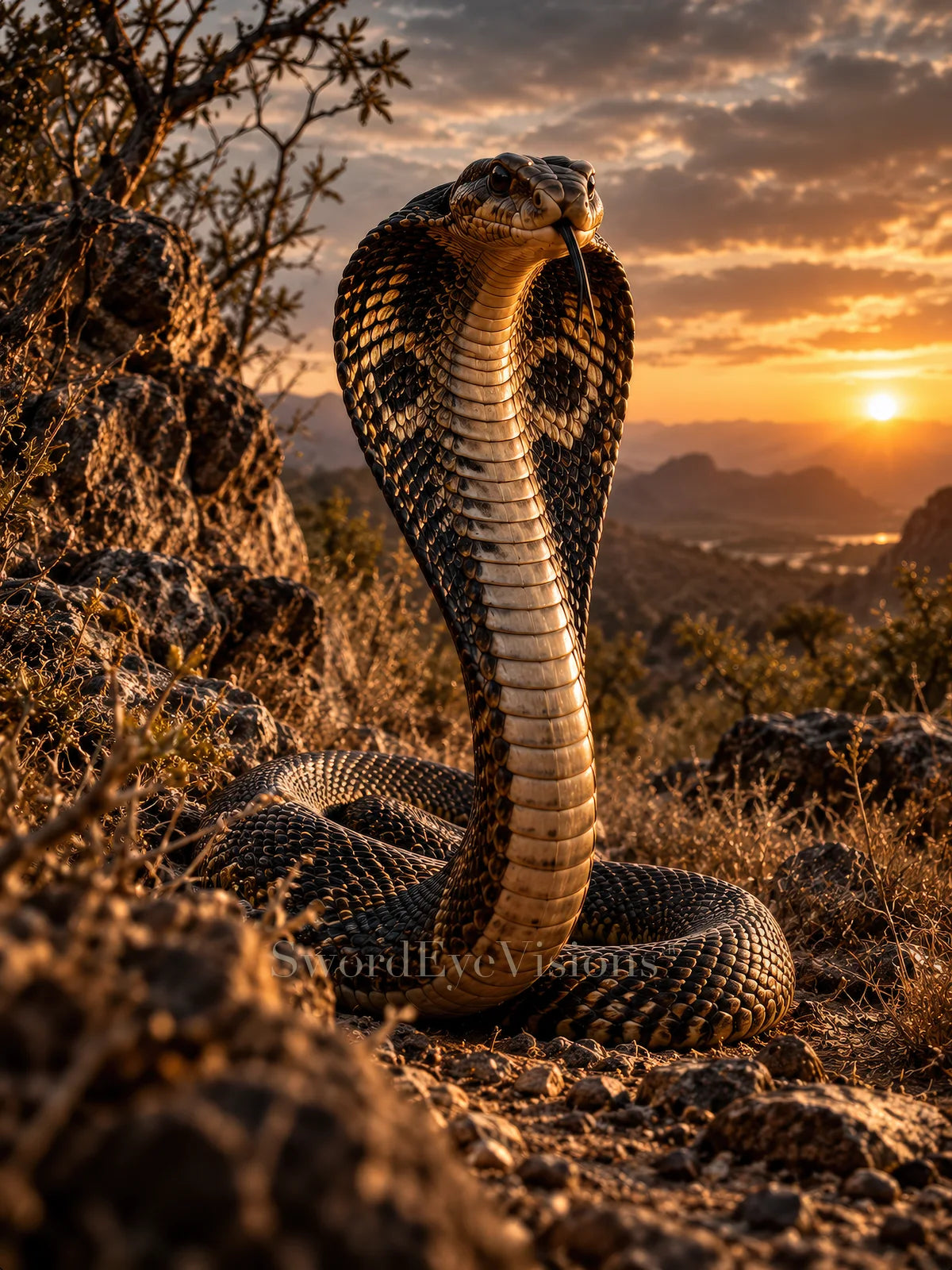 Cobra fine art print from SEV Fauna, unframed — protected web preview; watermark appears on the display image only, not the supplied print