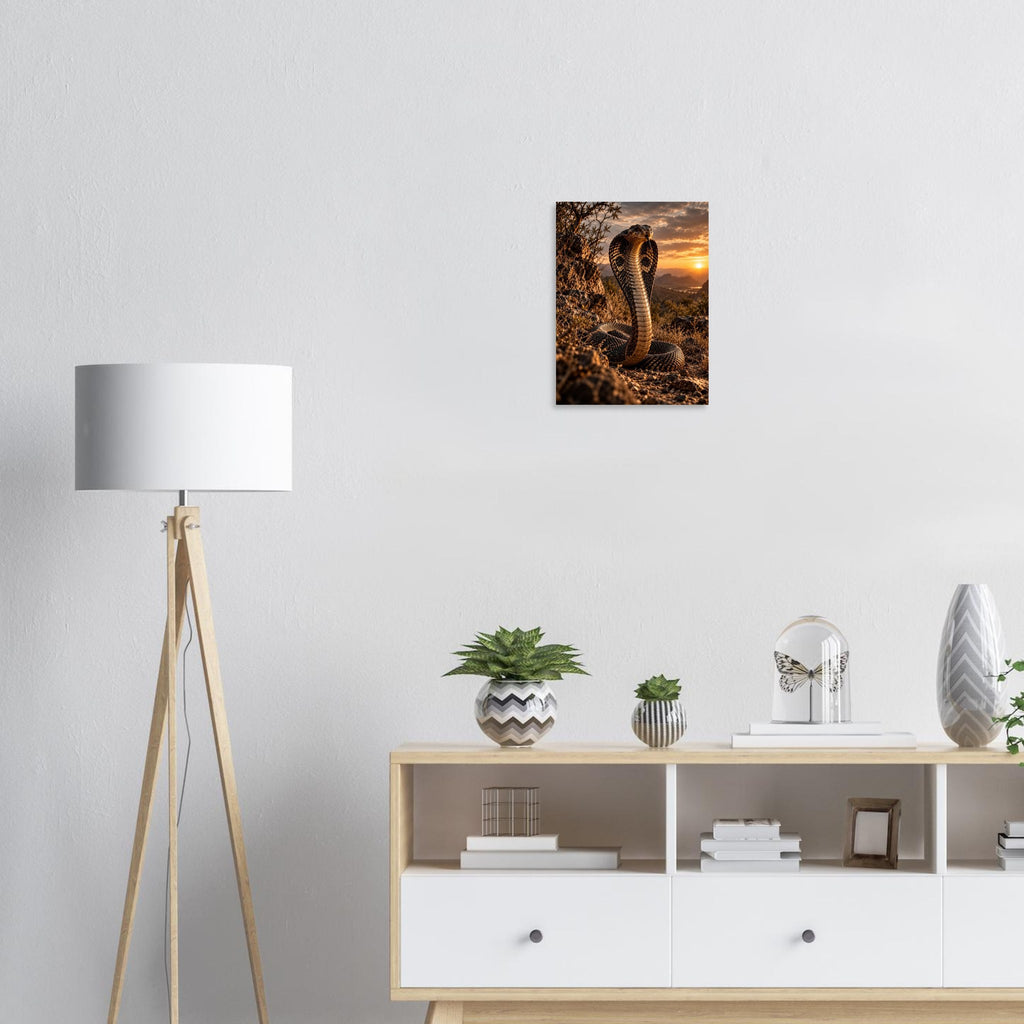 Cobra unframed fine art print, 30 × 40 cm, on a wall above a sideboard