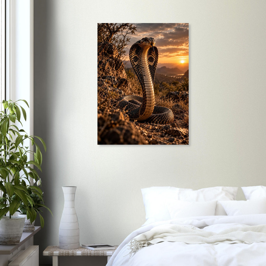 Cobra unframed fine art print, 60 × 80 cm, in a bedroom
