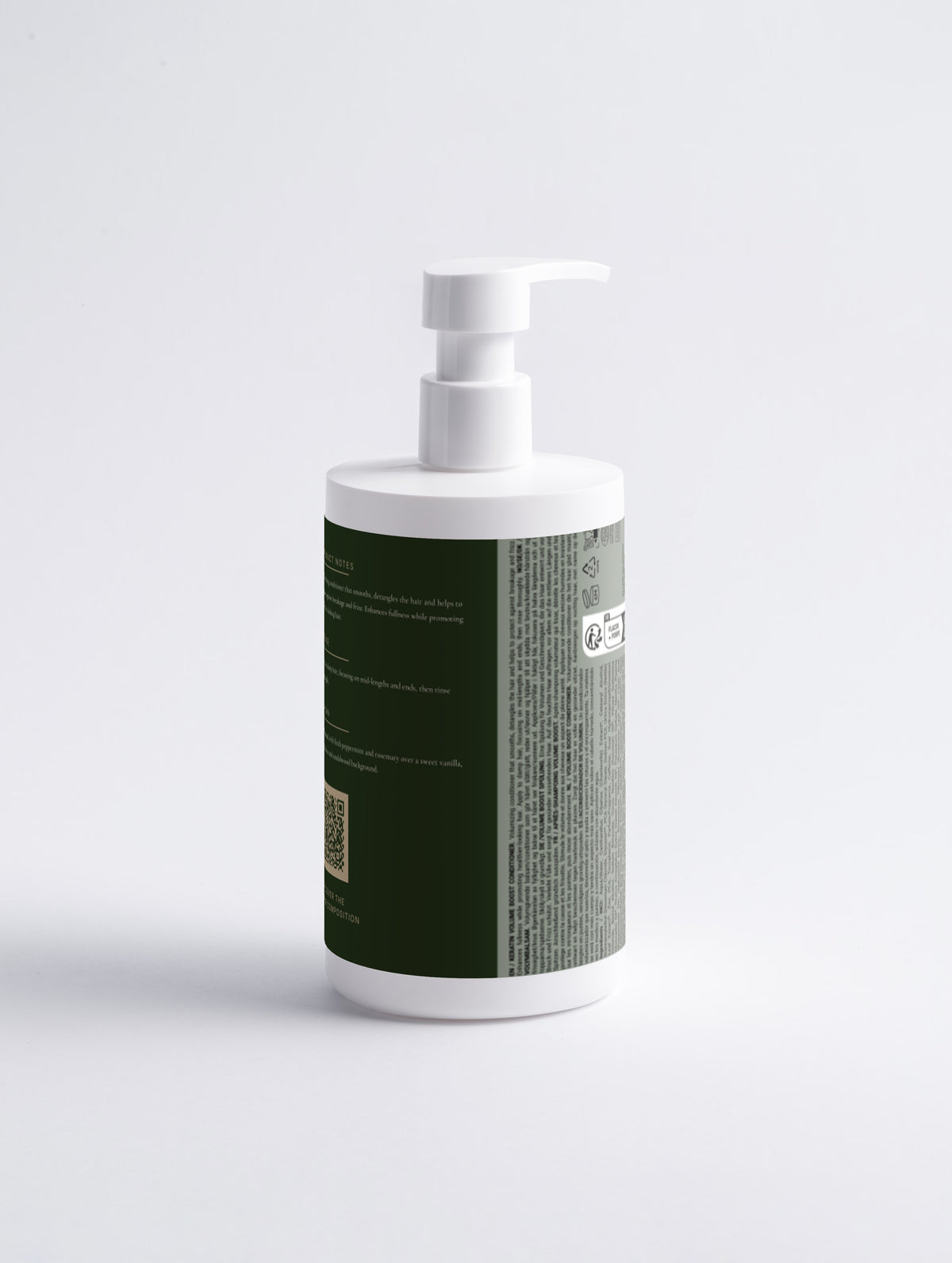 Keratin Volume Boost Conditioner — 390 ml bottle shown closer, with the product name and antique brass lettering visible on the label.