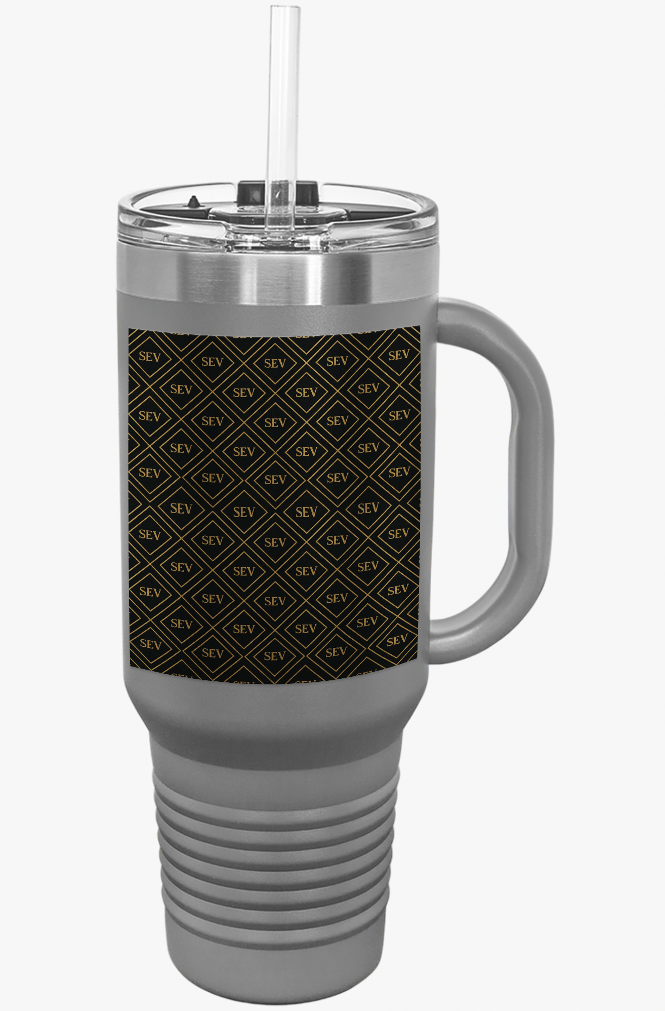 SEV INSULATED TRAVEL MUG WITH HANDLE — NOIR GRAPHITE DIAMOND MONOGRAM — alternate view 2 of 10