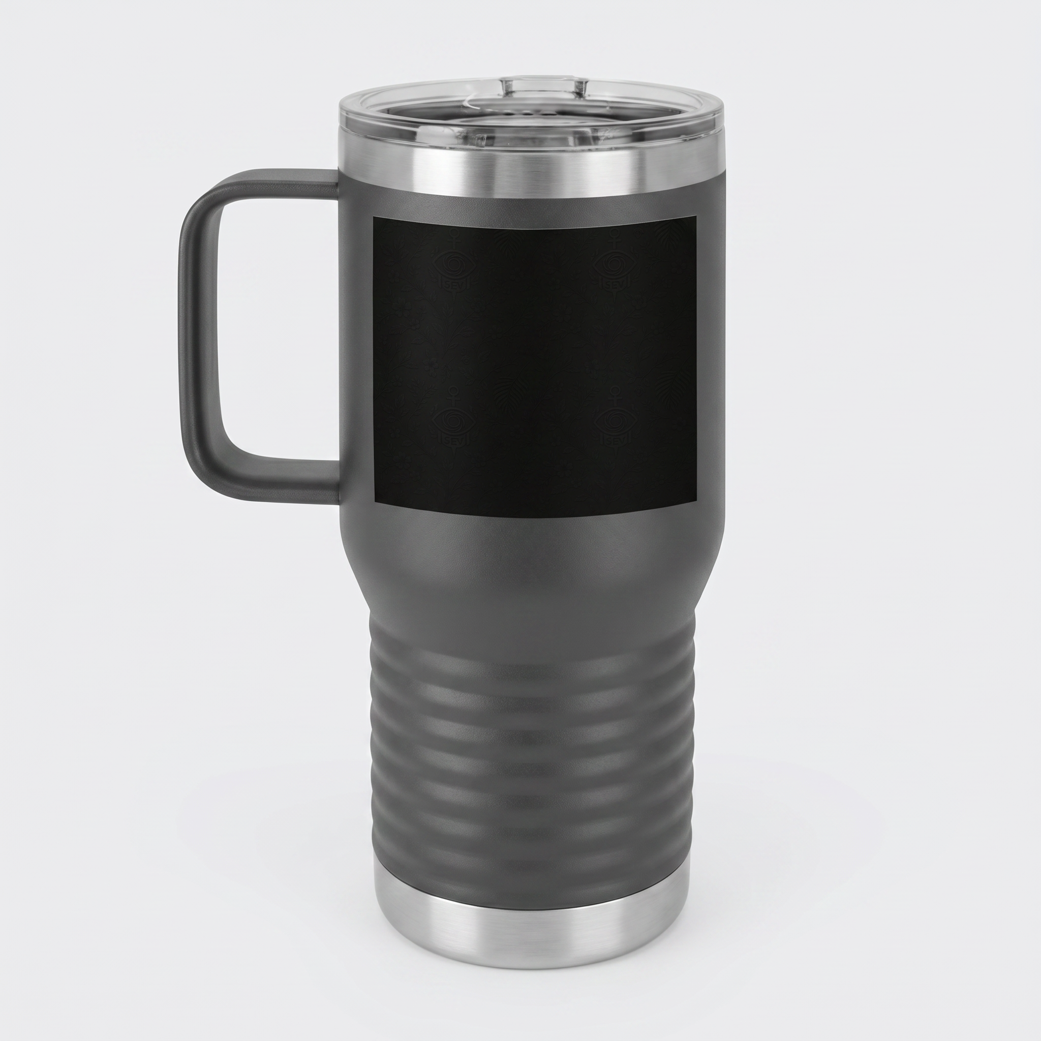 SEV TRAVEL MUG WITH HANDLE — NOIR GRAPHITE SUBTLE BOTANICAL — alternate view 5 of 7