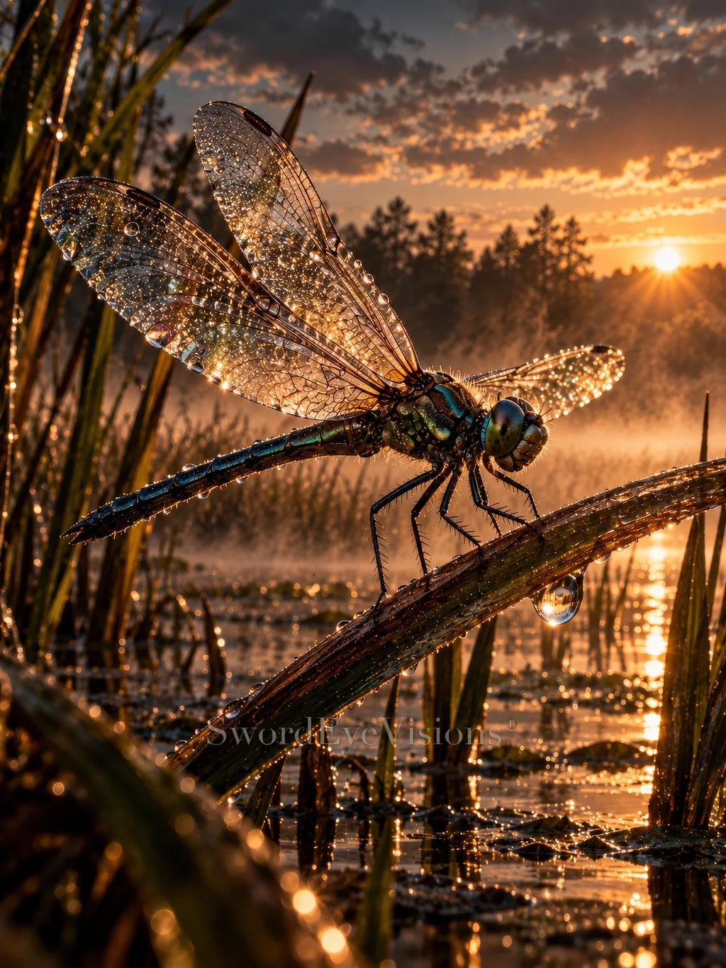 Dragonfly fine art print from SEV Fauna, unframed — protected web preview; watermark appears on the display image only, not the supplied print