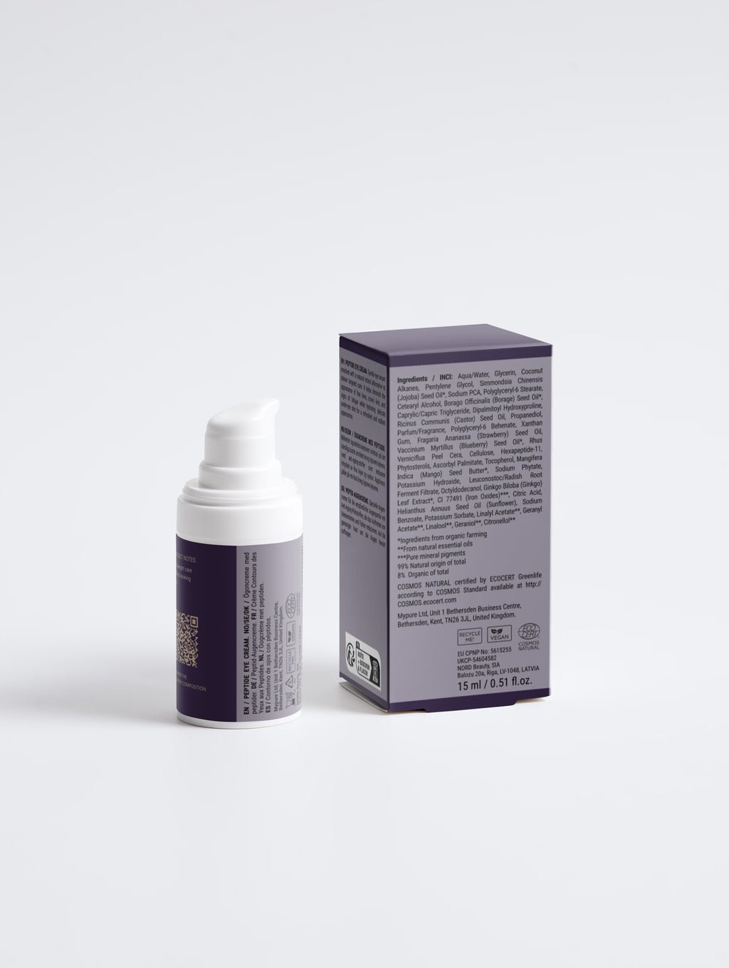 Peptide Age-Defying Eye Cream reverse label and carton information