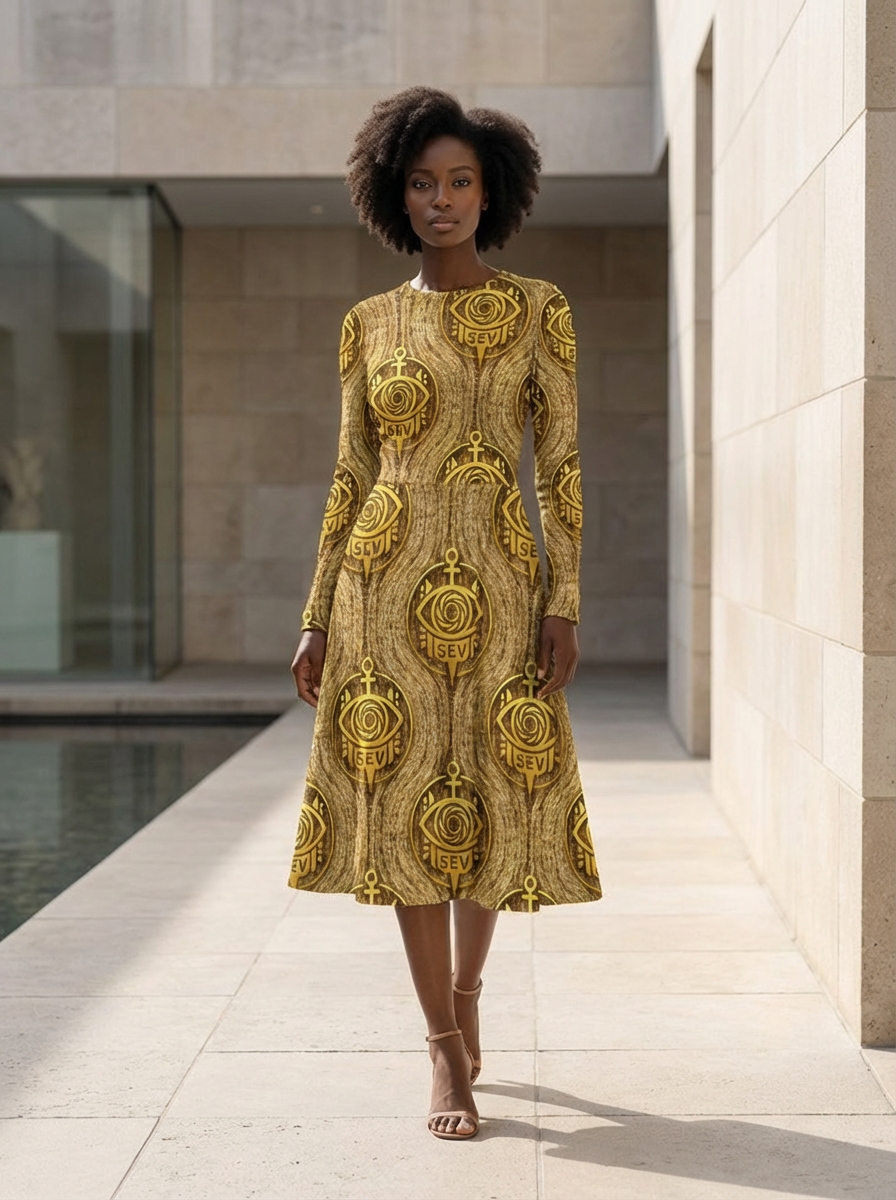 GoldCream KnitWave Relief Midi Dress — alternate view 1 of 5