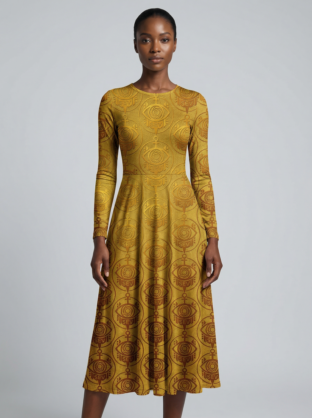 GoldCream MetallicLuxe Midi Dress — alternate view 1 of 4