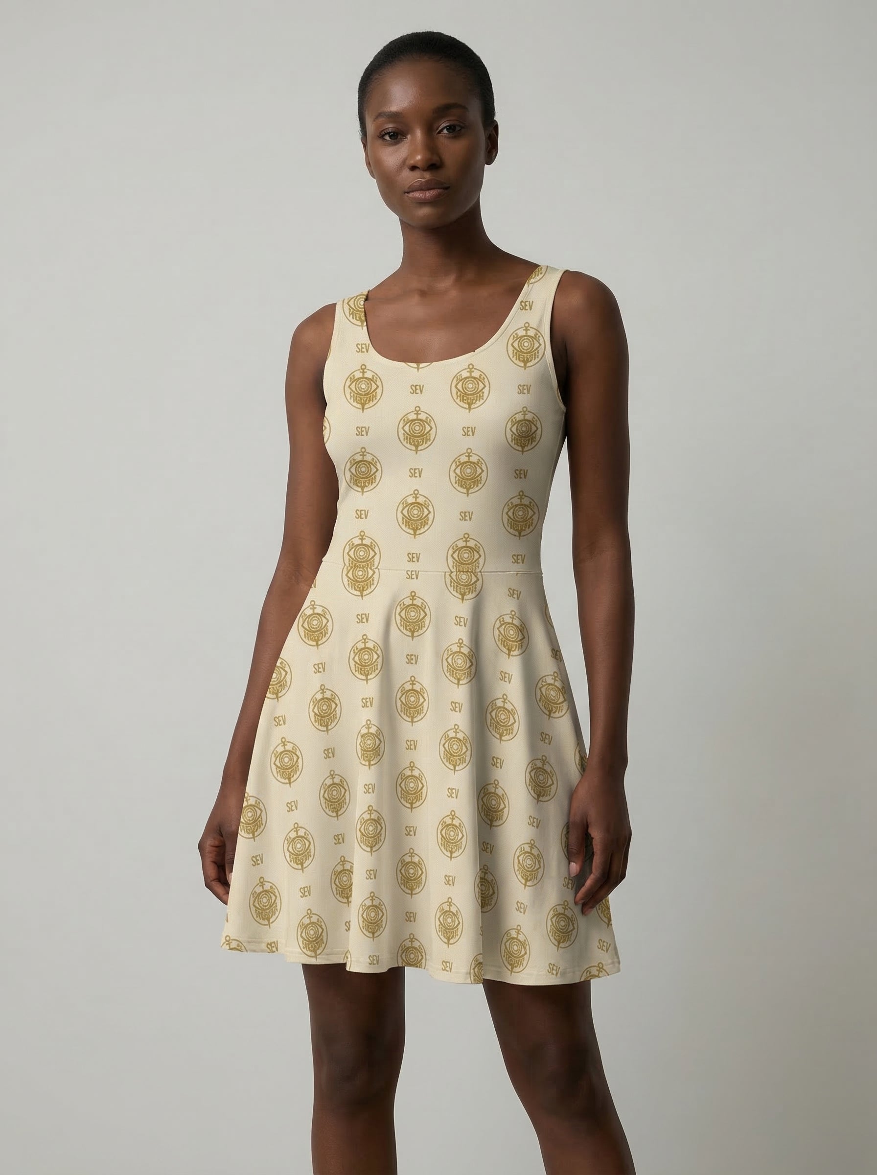 All-Over Print Skater Dress – GoldCream Framework Edition — alternate view 1 of 9